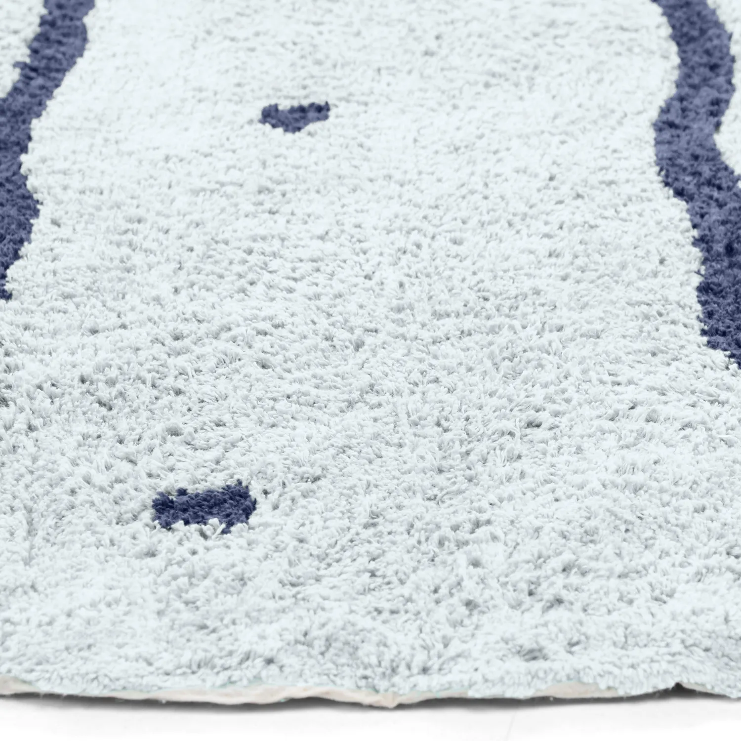 Kulatý koberec - Leora Natural Cotton Shaggy (šedá/modrá)