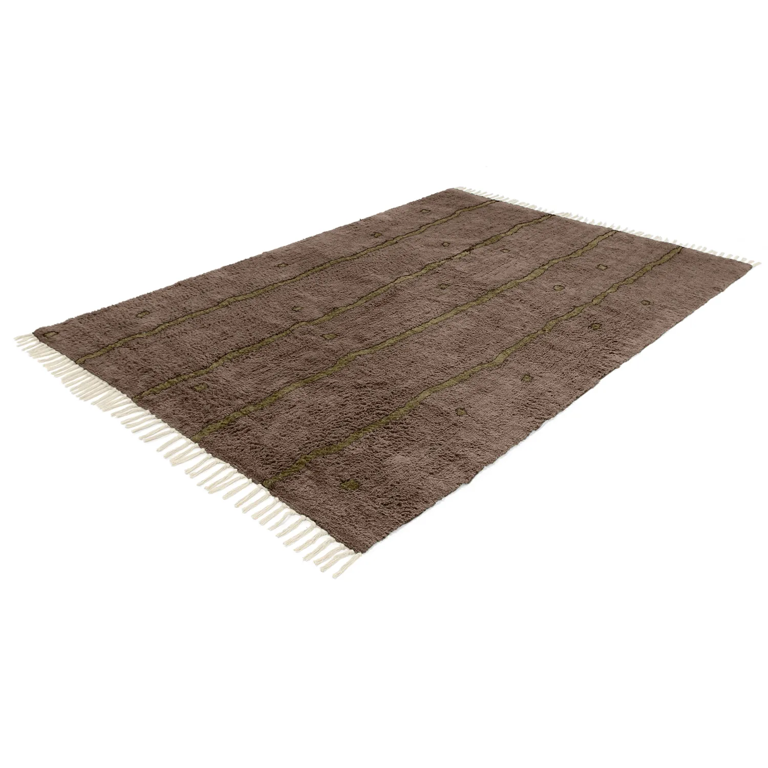 Shaggy koberce - Leora Natural Cotton Shaggy (hnědá/olivová)