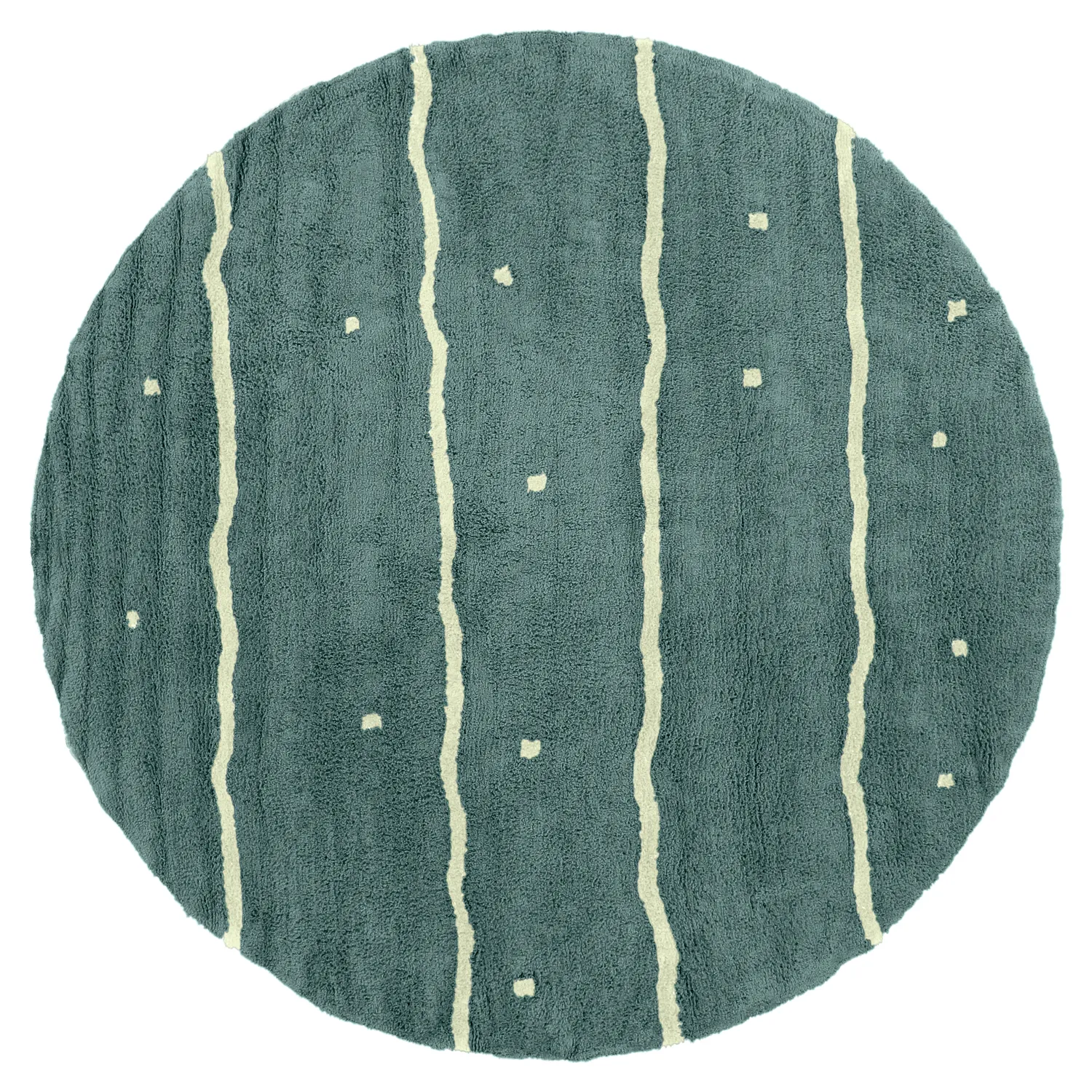 Kulatý koberec - Leora Natural Cotton Shaggy (zelená)