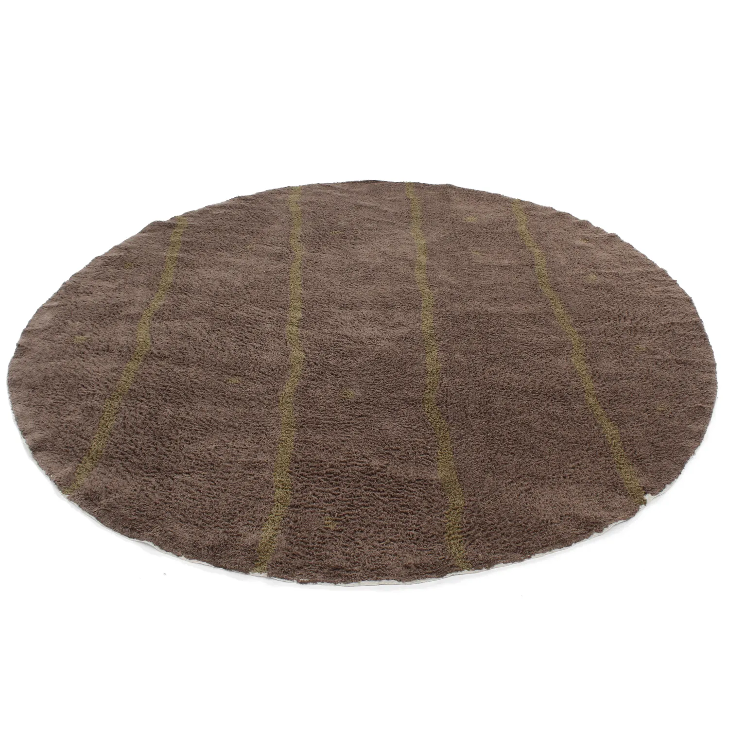 Kulatý koberec - Leora Natural Cotton Shaggy (hnědá/olivová)