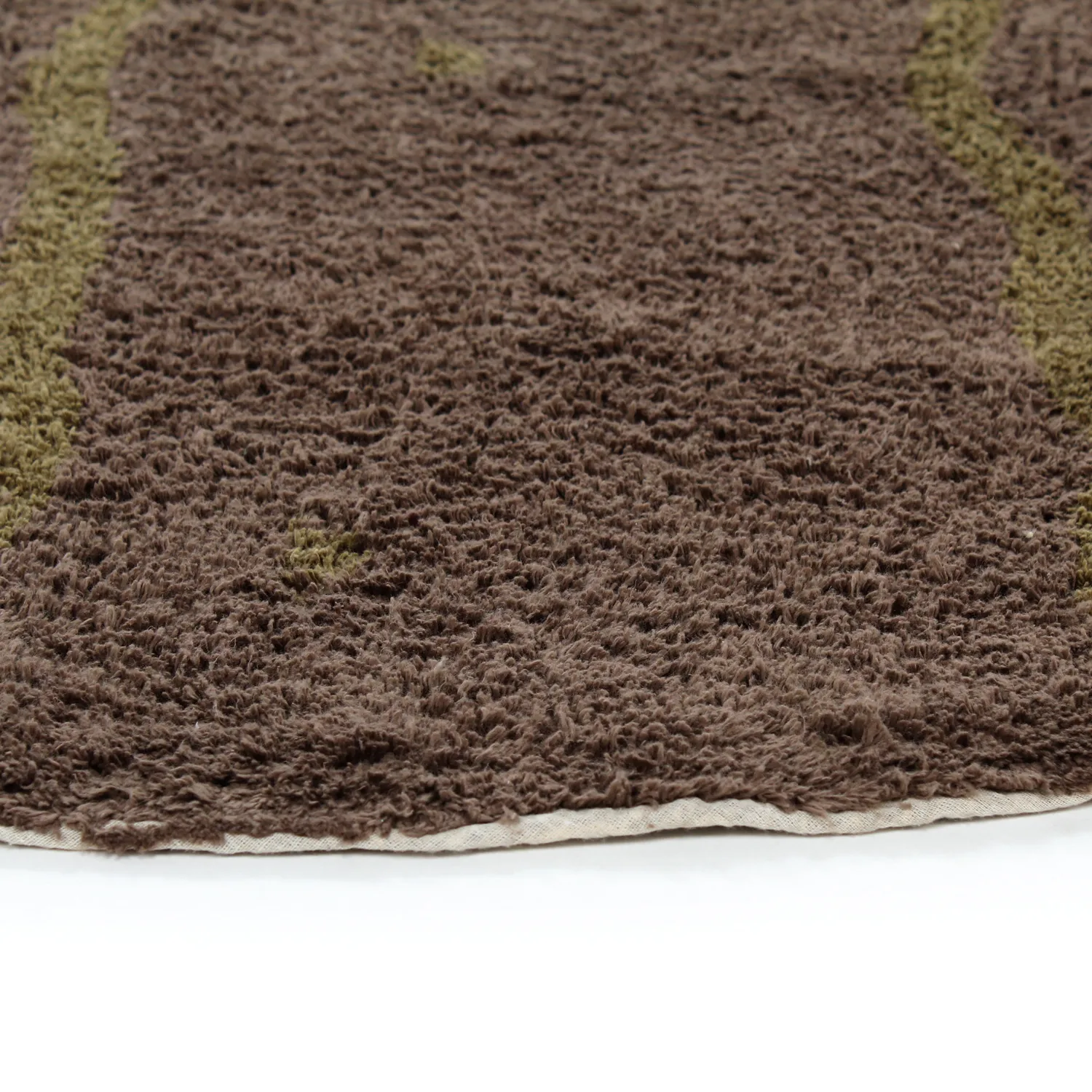 Kulatý koberec - Leora Natural Cotton Shaggy (hnědá/olivová)