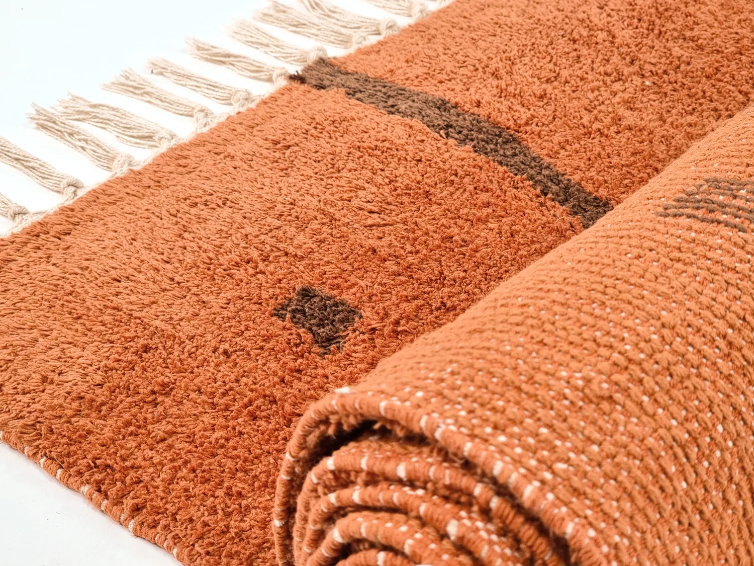 Shaggy koberce - Leora Natural Cotton Shaggy (oranžová/hnědá)