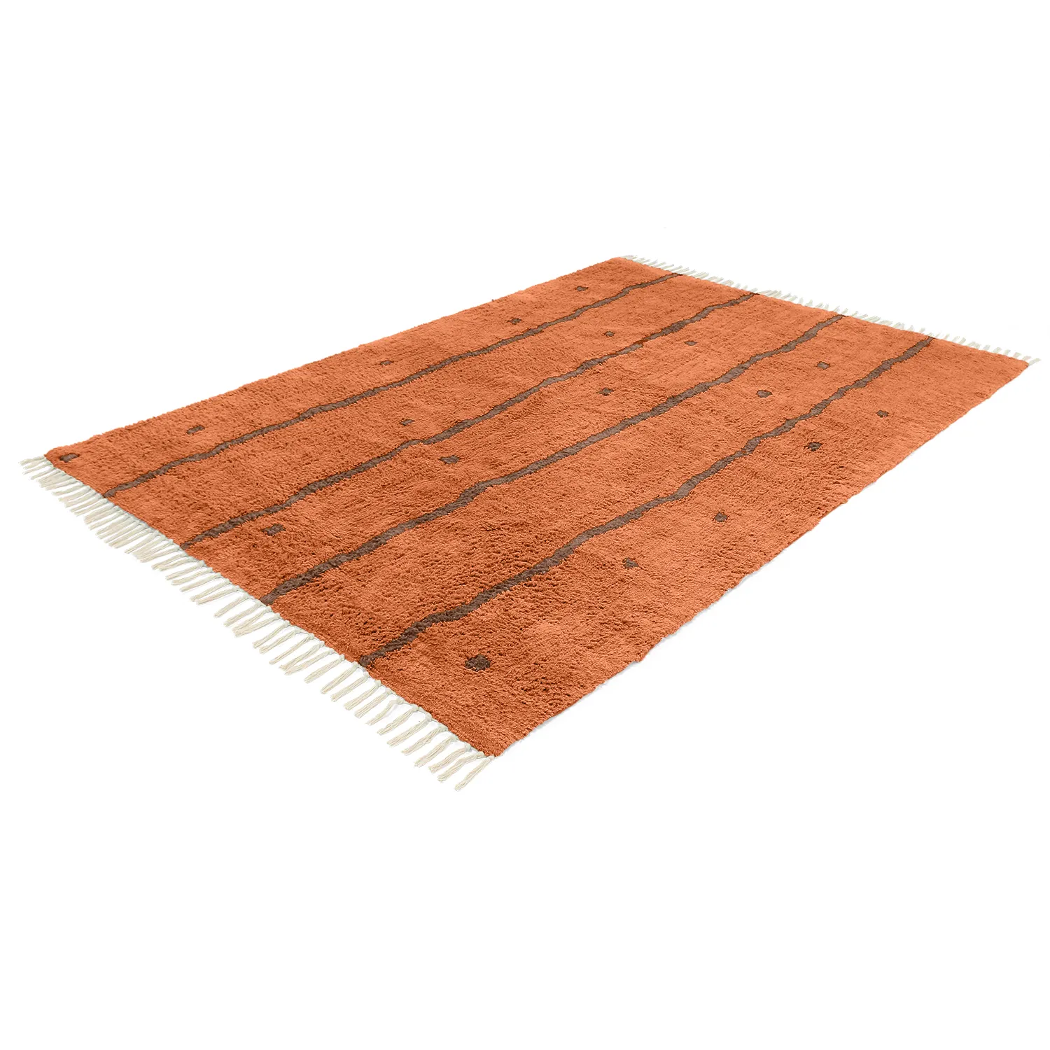 Shaggy koberce - Leora Natural Cotton Shaggy (oranžová/hnědá)