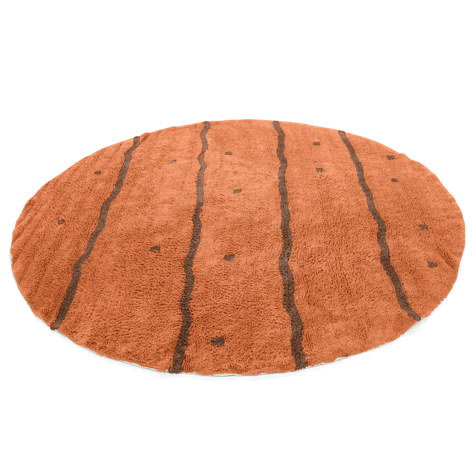 Kulatý koberec - Leora Natural Cotton Shaggy (oranžová/hnědá)