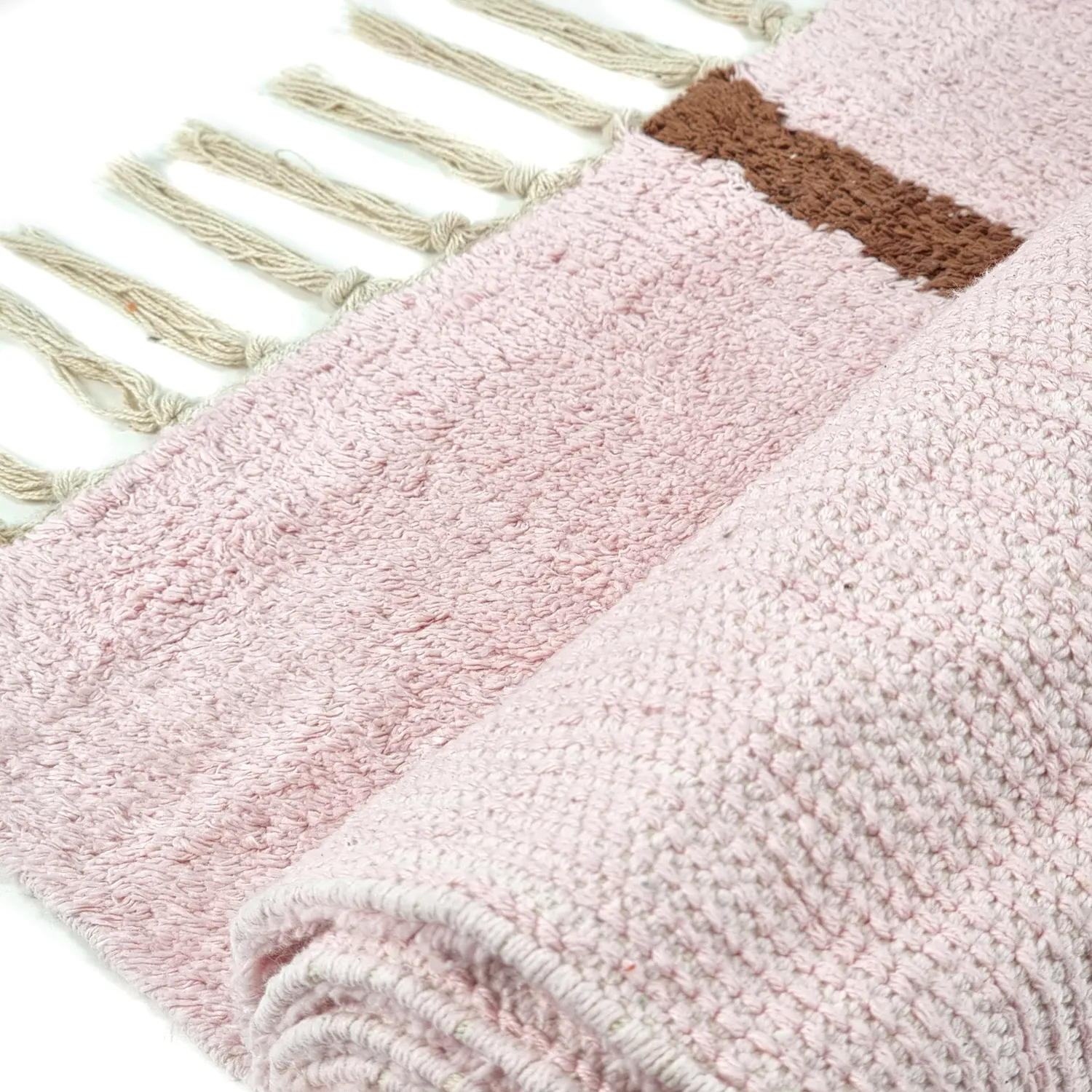 Shaggy koberce - Leora Natural Cotton Shaggy (růžová/hnědá)