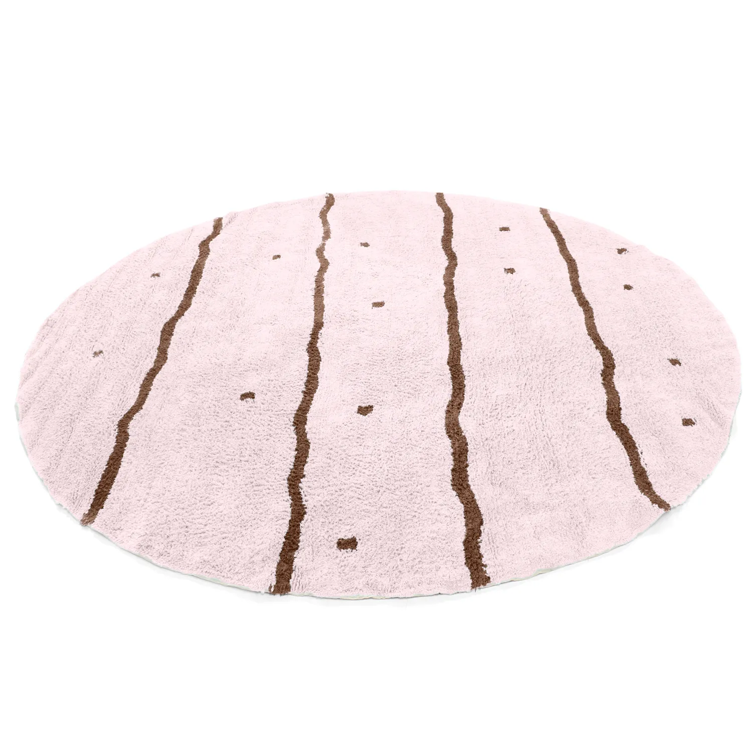 Kulatý koberec - Leora Natural Cotton Shaggy (růžová/hnědá)
