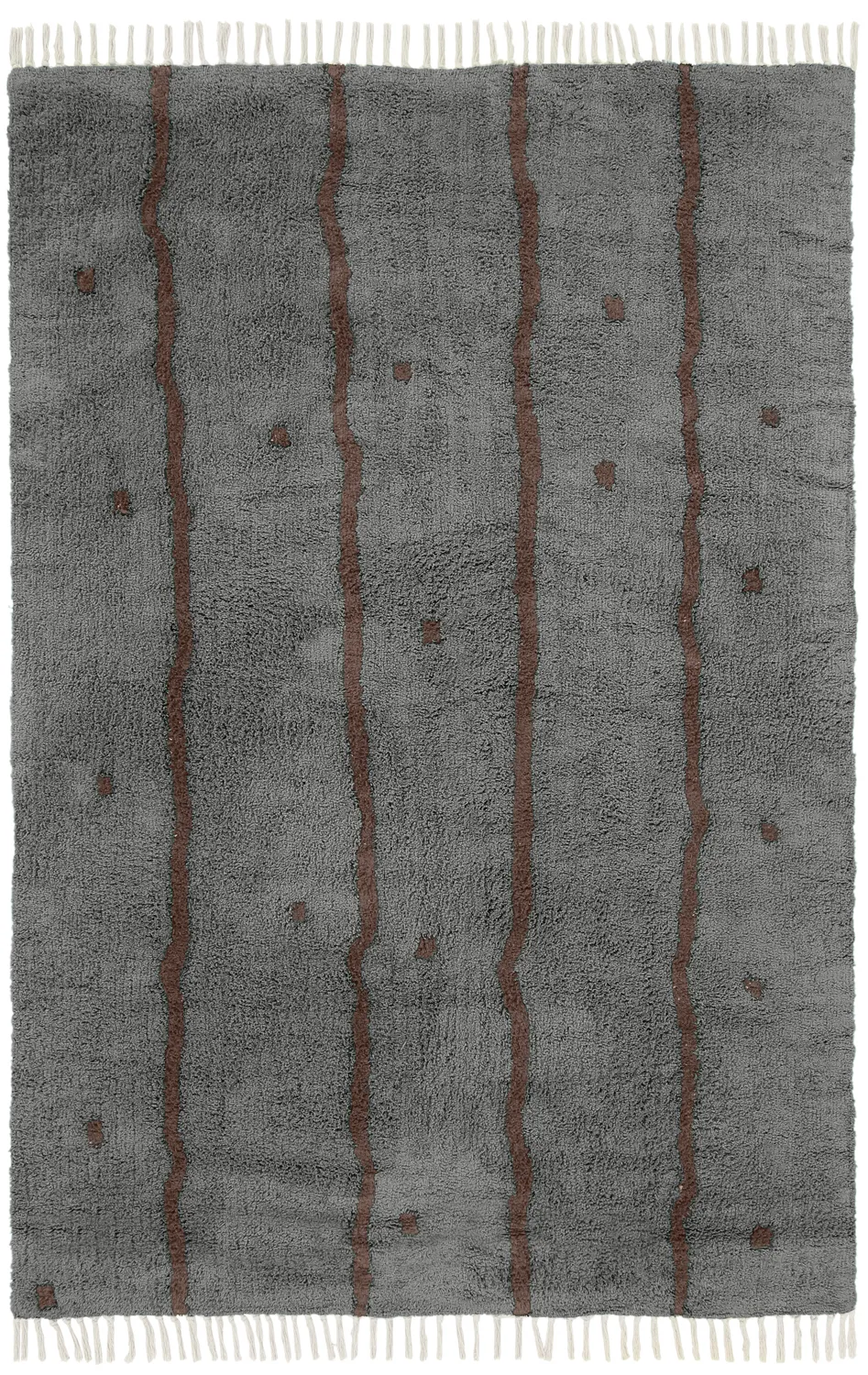 Shaggy koberce - Leora Natural Cotton Shaggy (černo/hnědá)