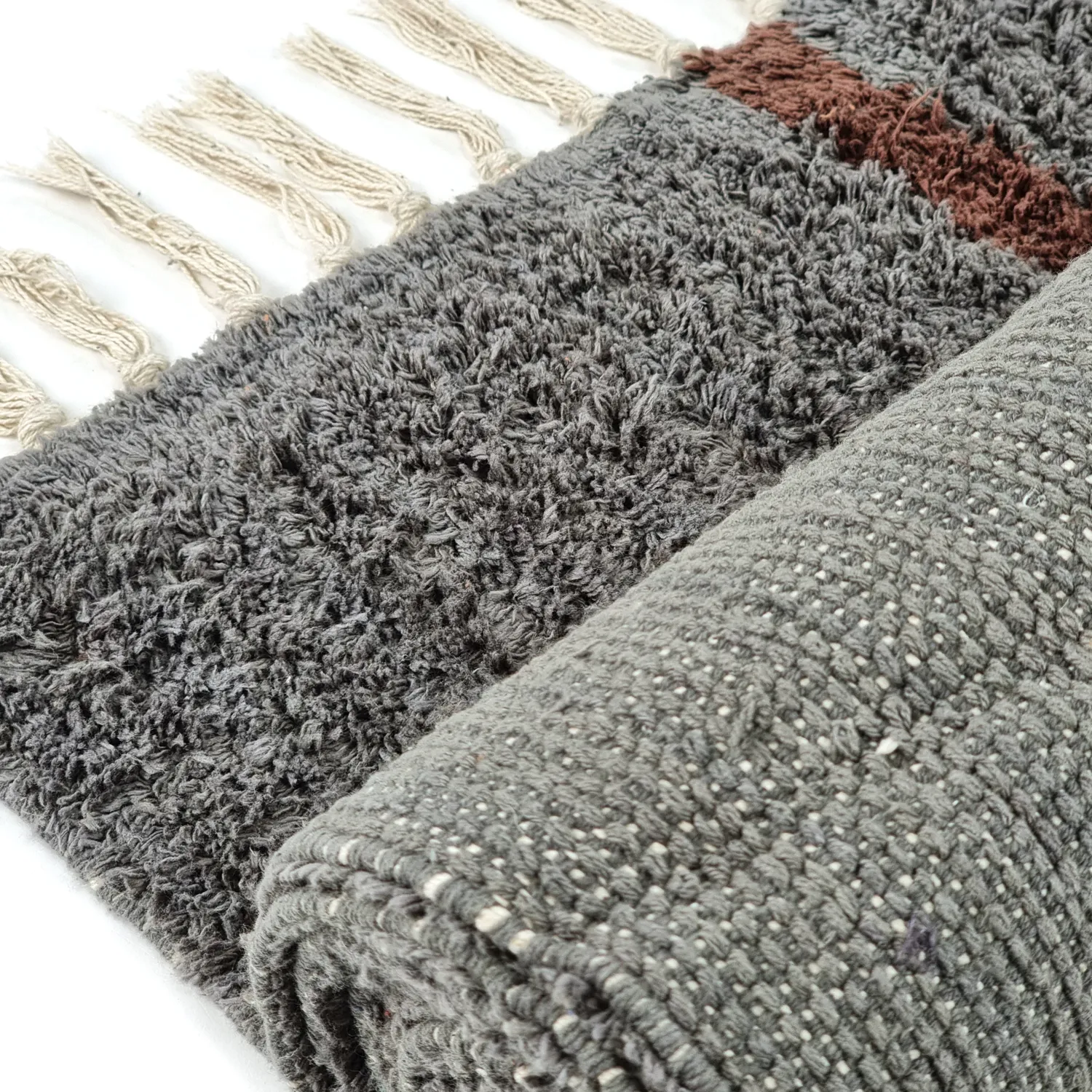Shaggy koberce - Leora Natural Cotton Shaggy (černo/hnědá)