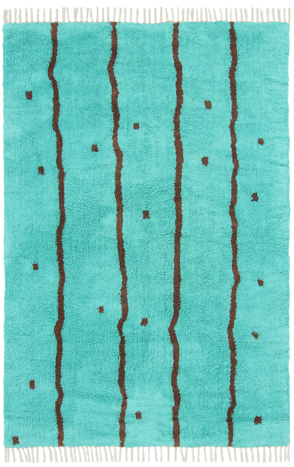 Shaggy koberce - Leora Natural Cotton Shaggy (tyrkysová/hnědá)