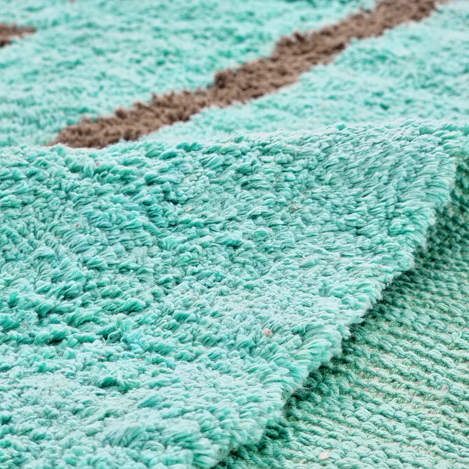 Kulatý koberec - Leora Natural Cotton Shaggy (tyrkysová/hnědá)