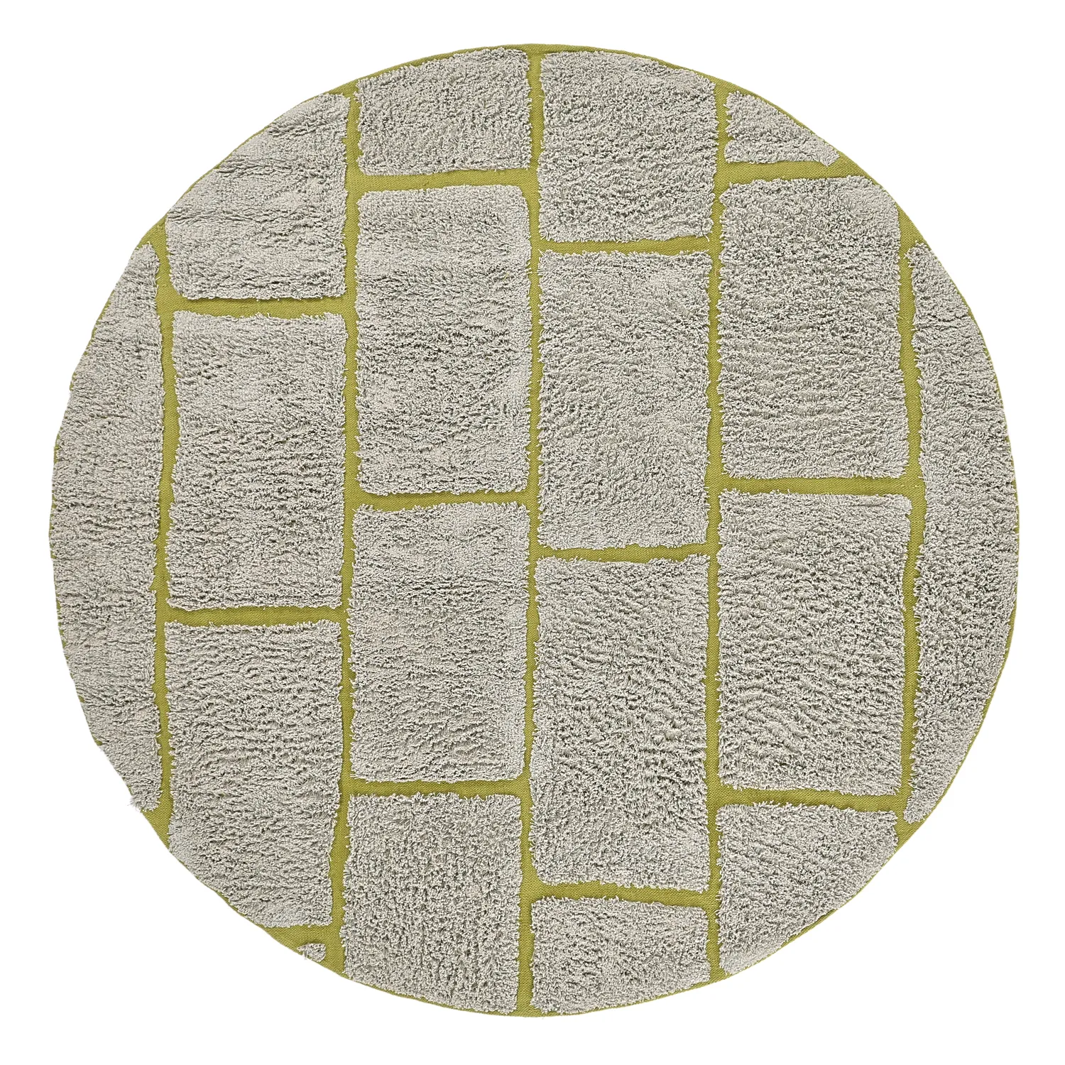 Kulatý koberec - Lindley Natural Cotton Shaggy (šedo/zelená)