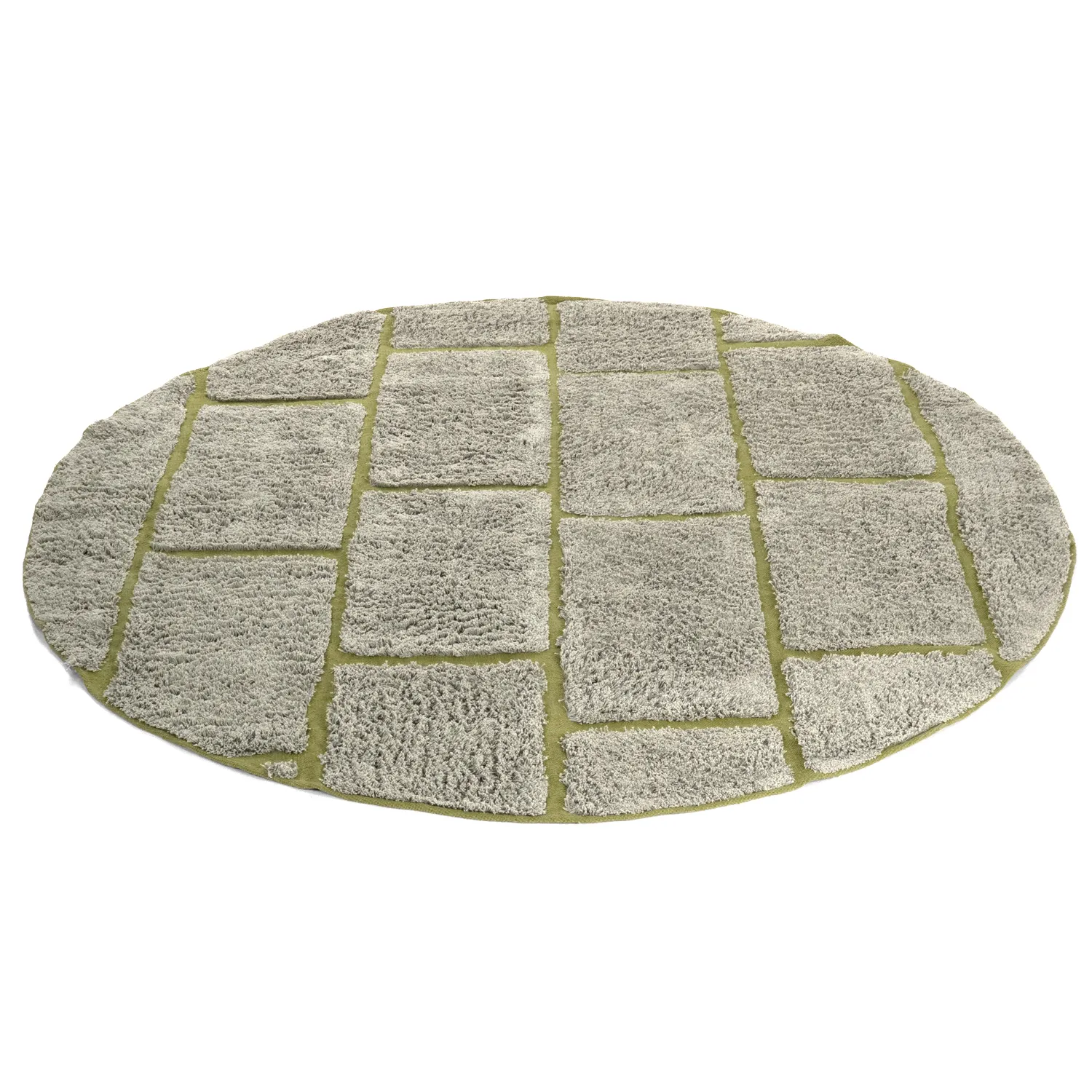 Kulatý koberec - Lindley Natural Cotton Shaggy (šedo/zelená)