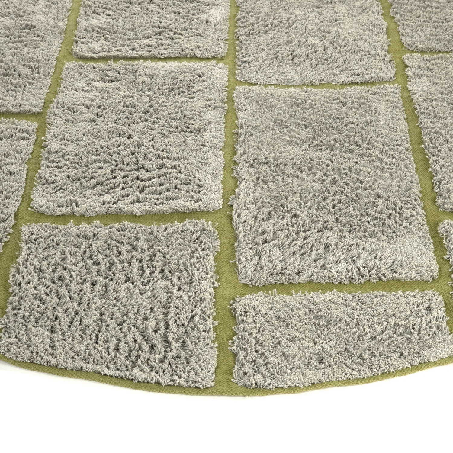 Kulatý koberec - Lindley Natural Cotton Shaggy (šedo/zelená)