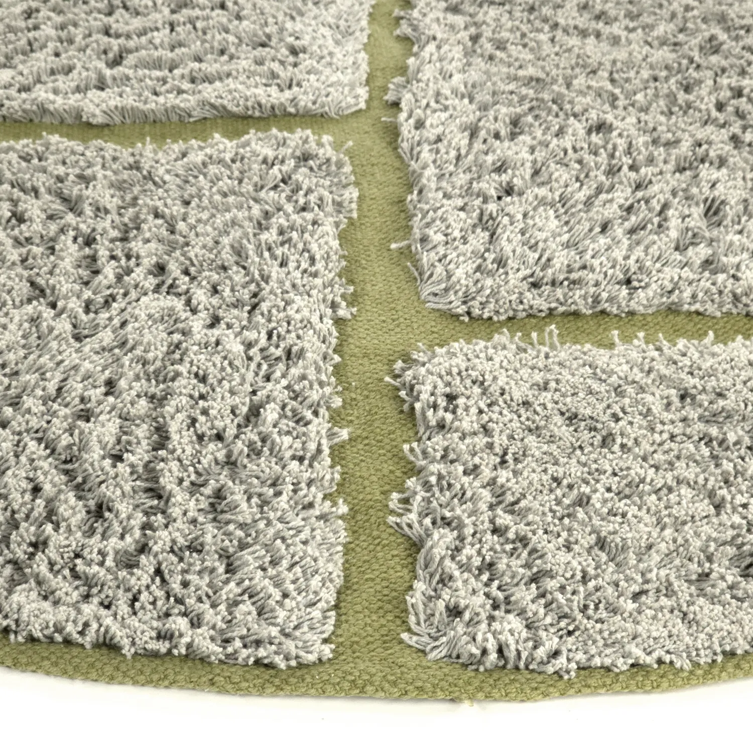 Kulatý koberec - Lindley Natural Cotton Shaggy (šedo/zelená)