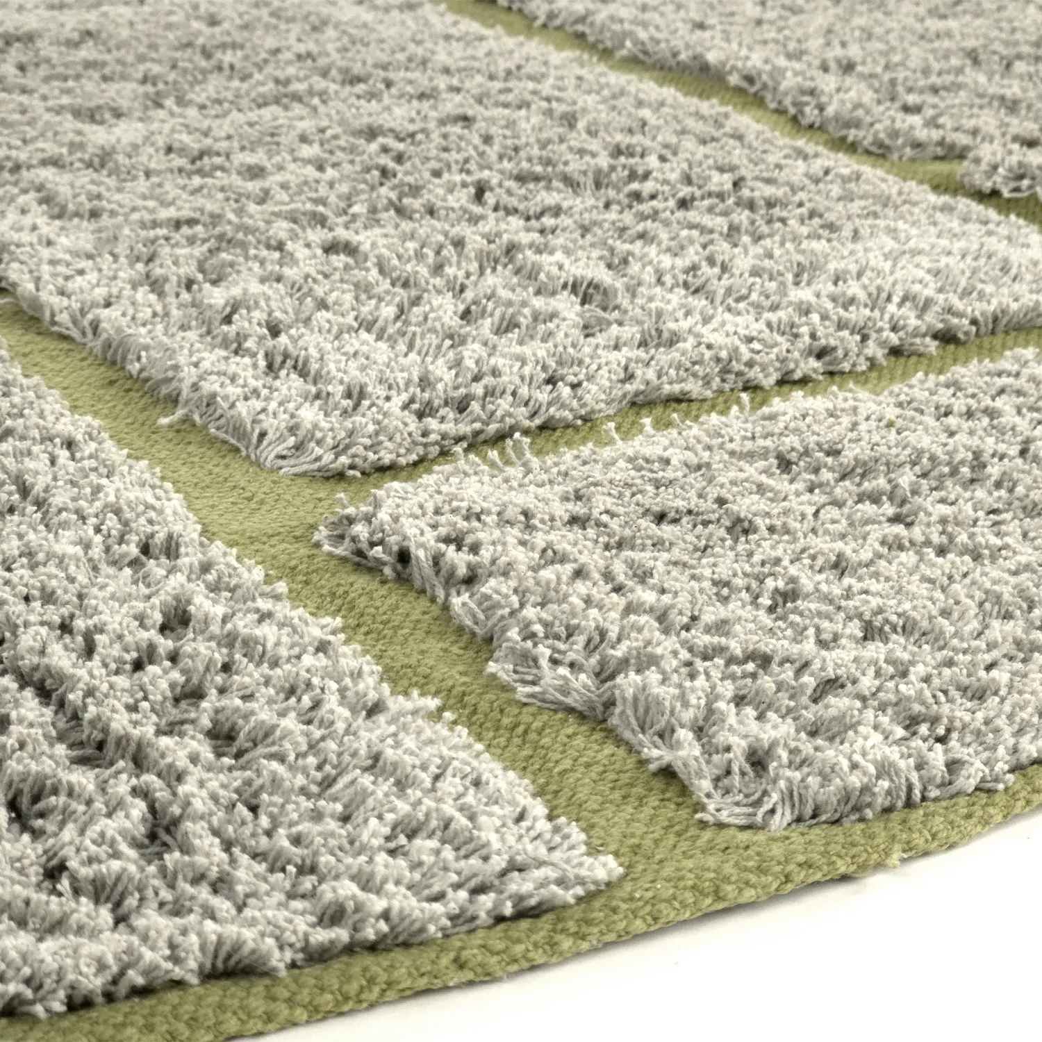 Kulatý koberec - Lindley Natural Cotton Shaggy (šedo/zelená)