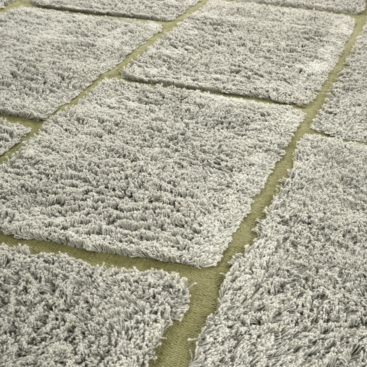 Kulatý koberec - Lindley Natural Cotton Shaggy (šedo/zelená)