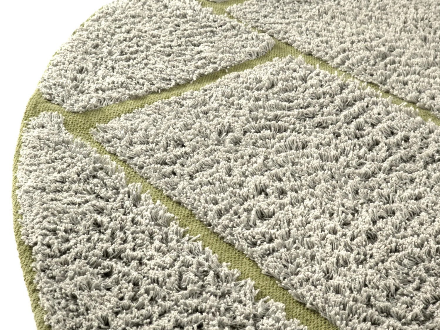 Kulatý koberec - Lindley Natural Cotton Shaggy (šedo/zelená)