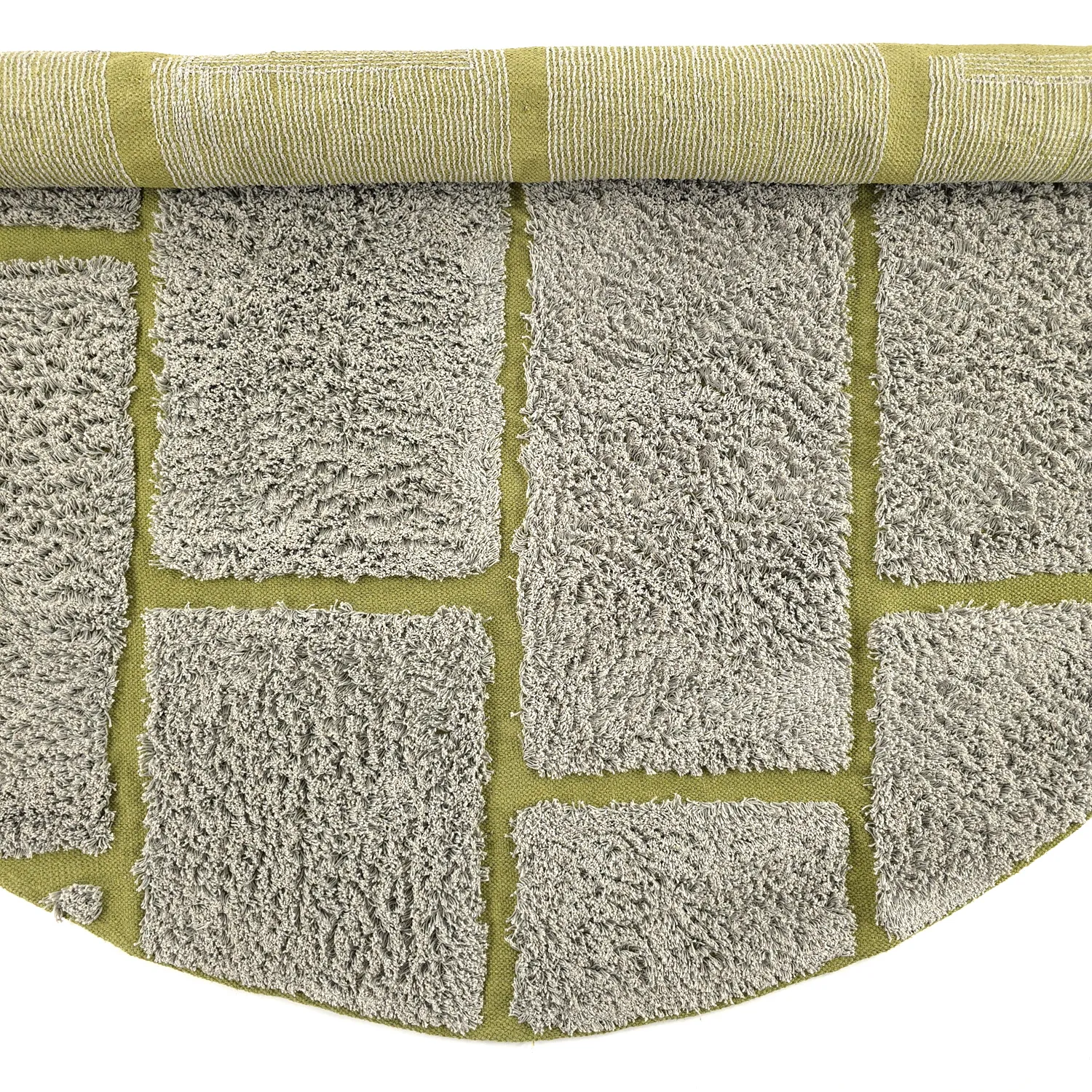 Kulatý koberec - Lindley Natural Cotton Shaggy (šedo/zelená)