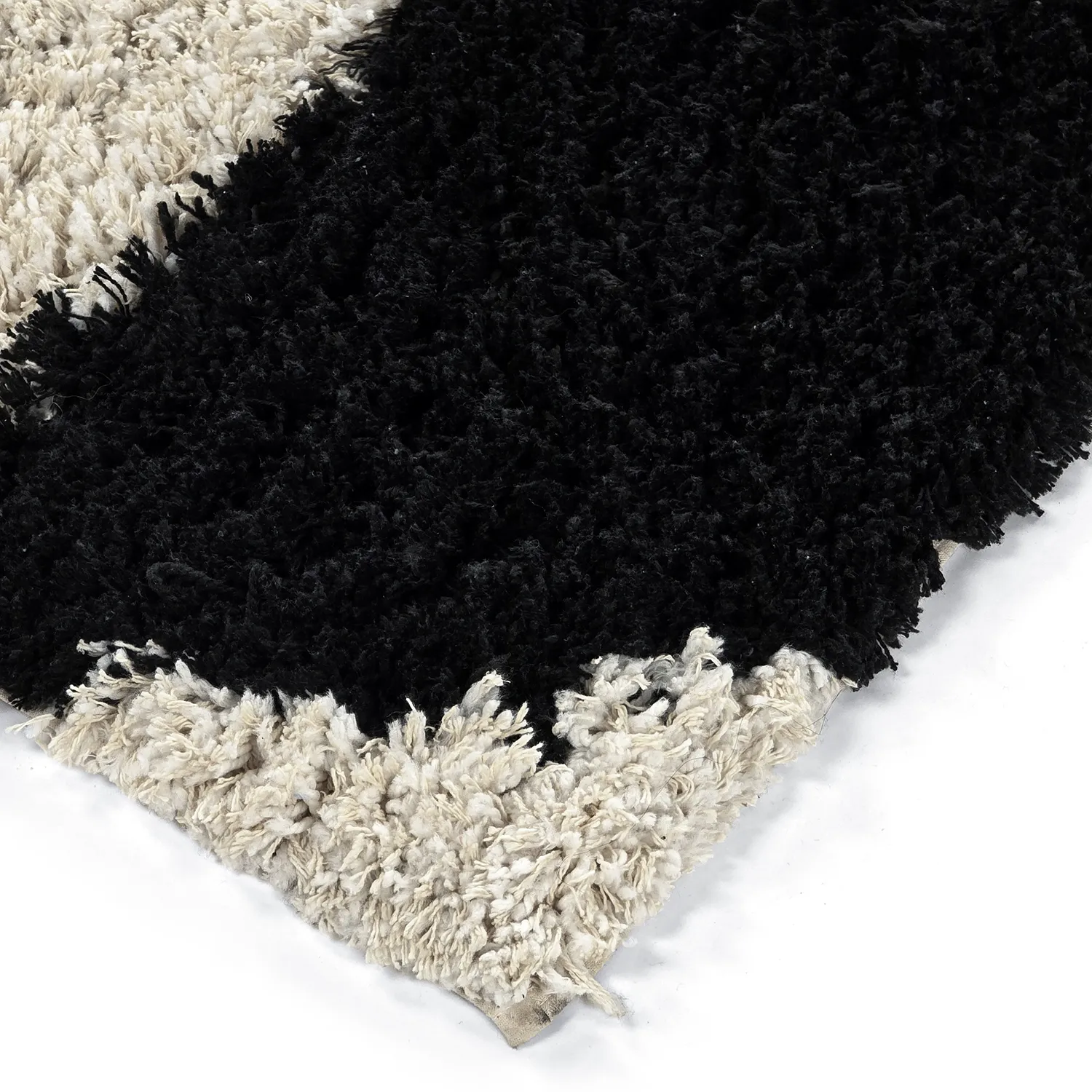 Shaggy koberce - Marvao Natural Cotton Shaggy (lomená bílá/černá)