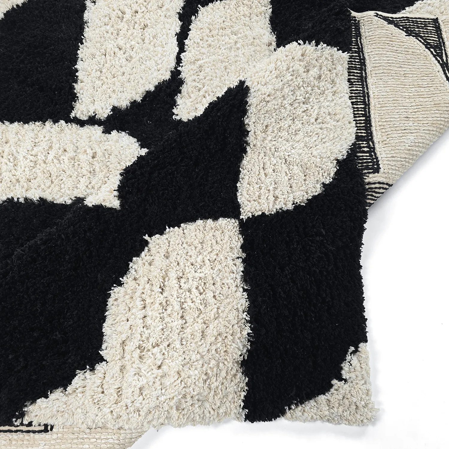Shaggy koberce - Marvao Natural Cotton Shaggy (lomená bílá/černá)