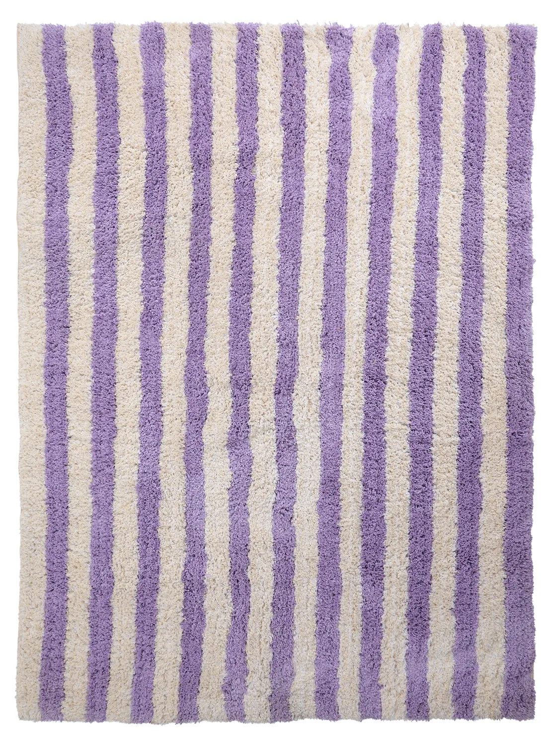Shaggy koberce - Thira Stripe Cotton Shaggy (krém/světle fialová)