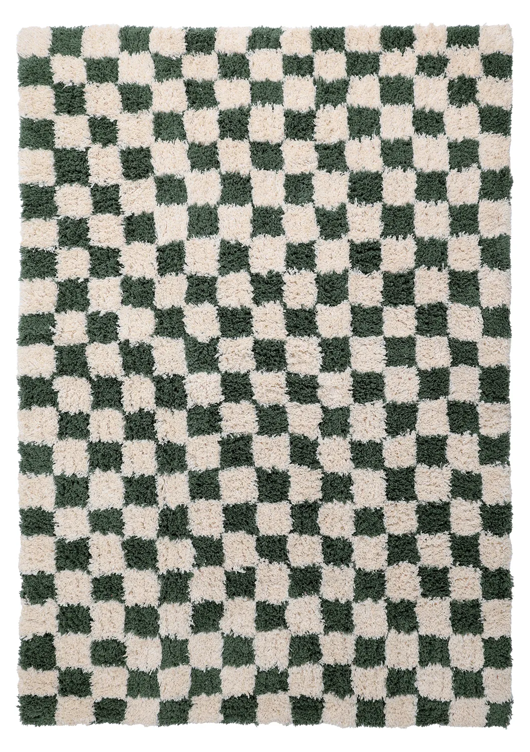 Shaggy koberce - Methoni Check Cotton Shaggy (krém/zelený)