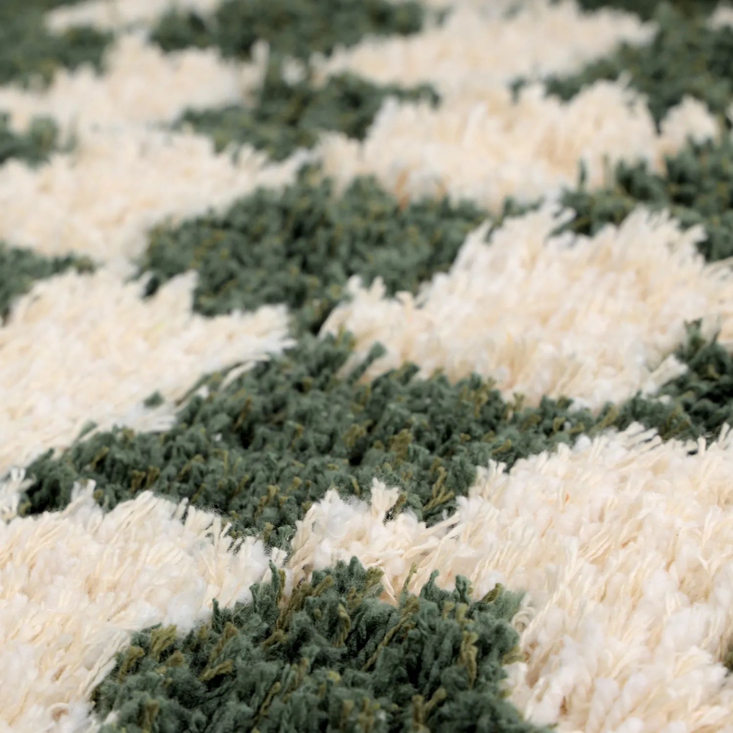 Kulatý koberec - Methoni Check Cotton Shaggy (krém/zelený)
