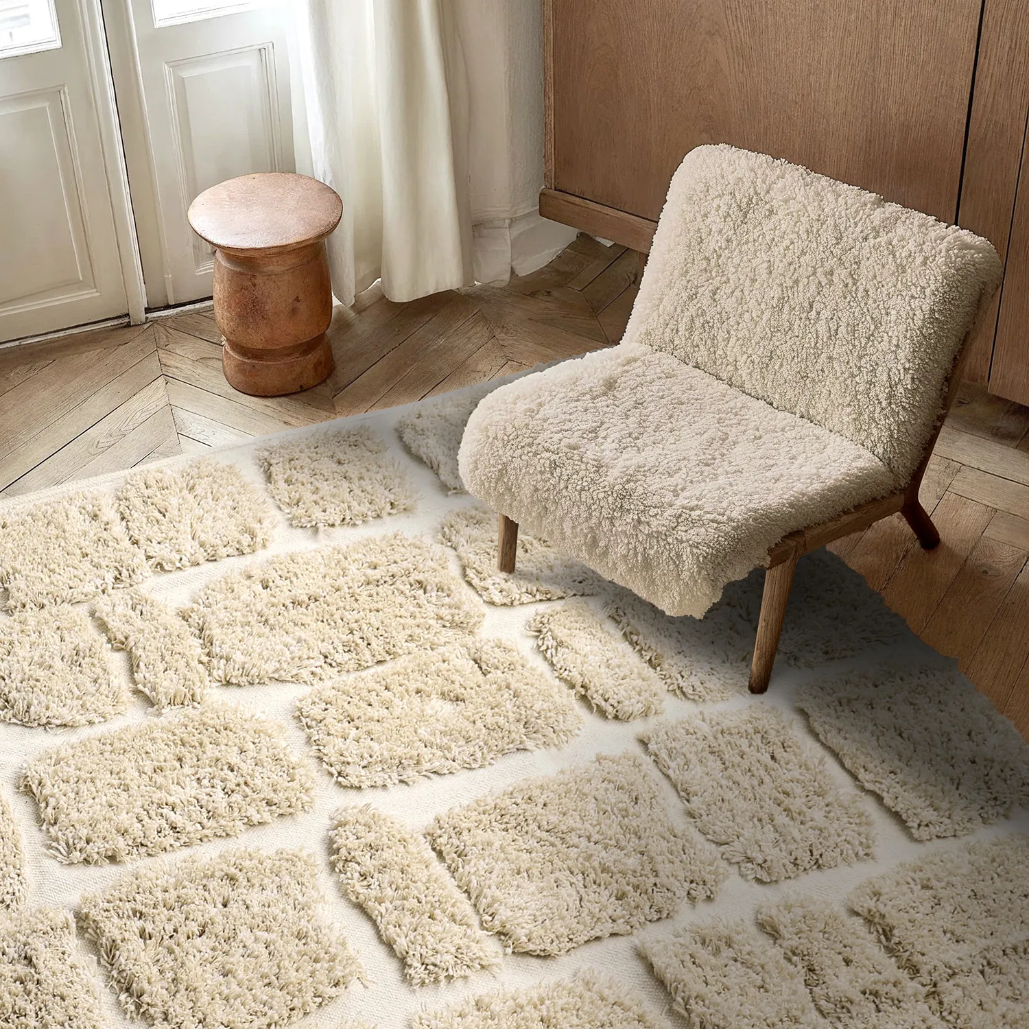 Shaggy koberce - Otranto Natural Cotton Shaggy (špinavě bílá)