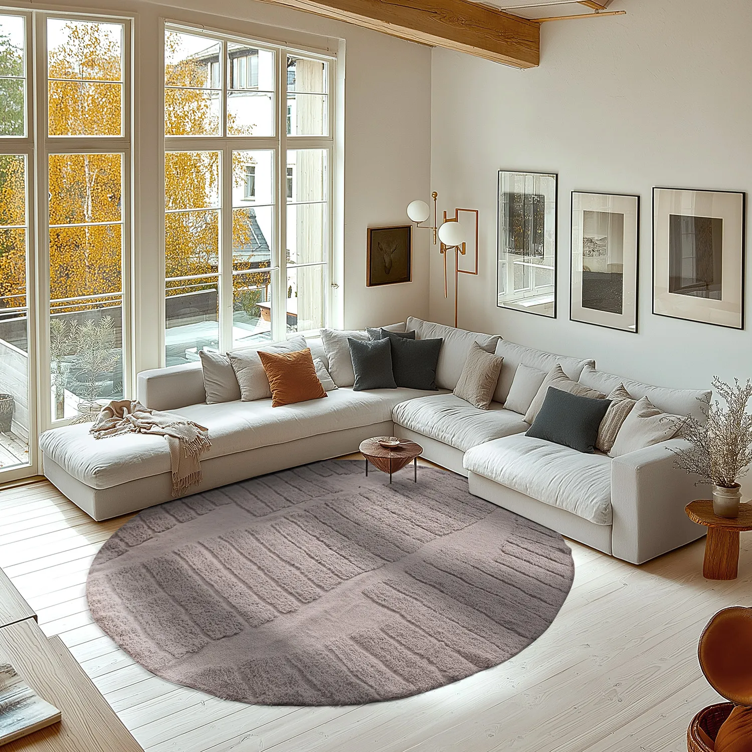 Kulatý koberec - Rani Natural Cotton Shaggy (taupe)