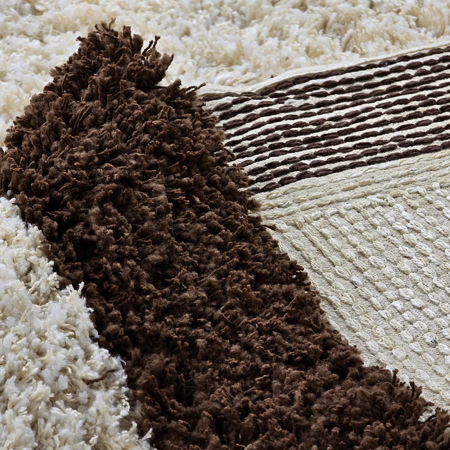 Shaggy koberce - Sagres Natural Cotton Shaggy (lomená bílá/hnědá)