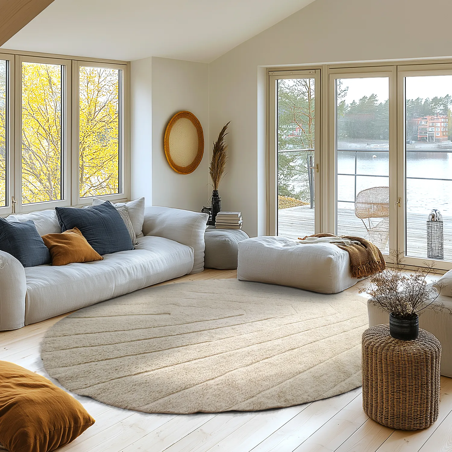 Kulatý koberec - Sivia Natural Cotton Shaggy (béžový)