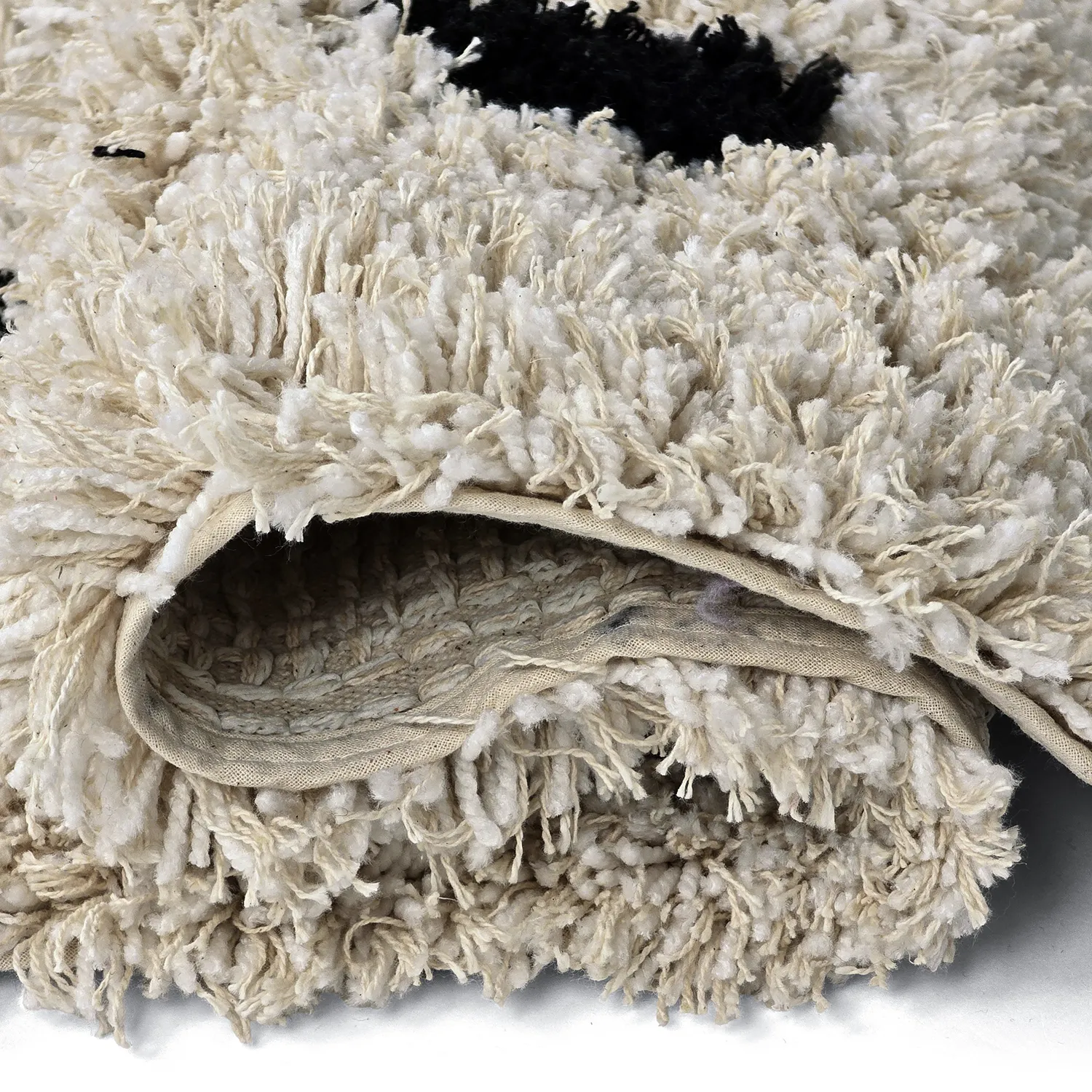 Shaggy koberce - Soria Natural Cotton Shaggy (lomená bílá/černá)