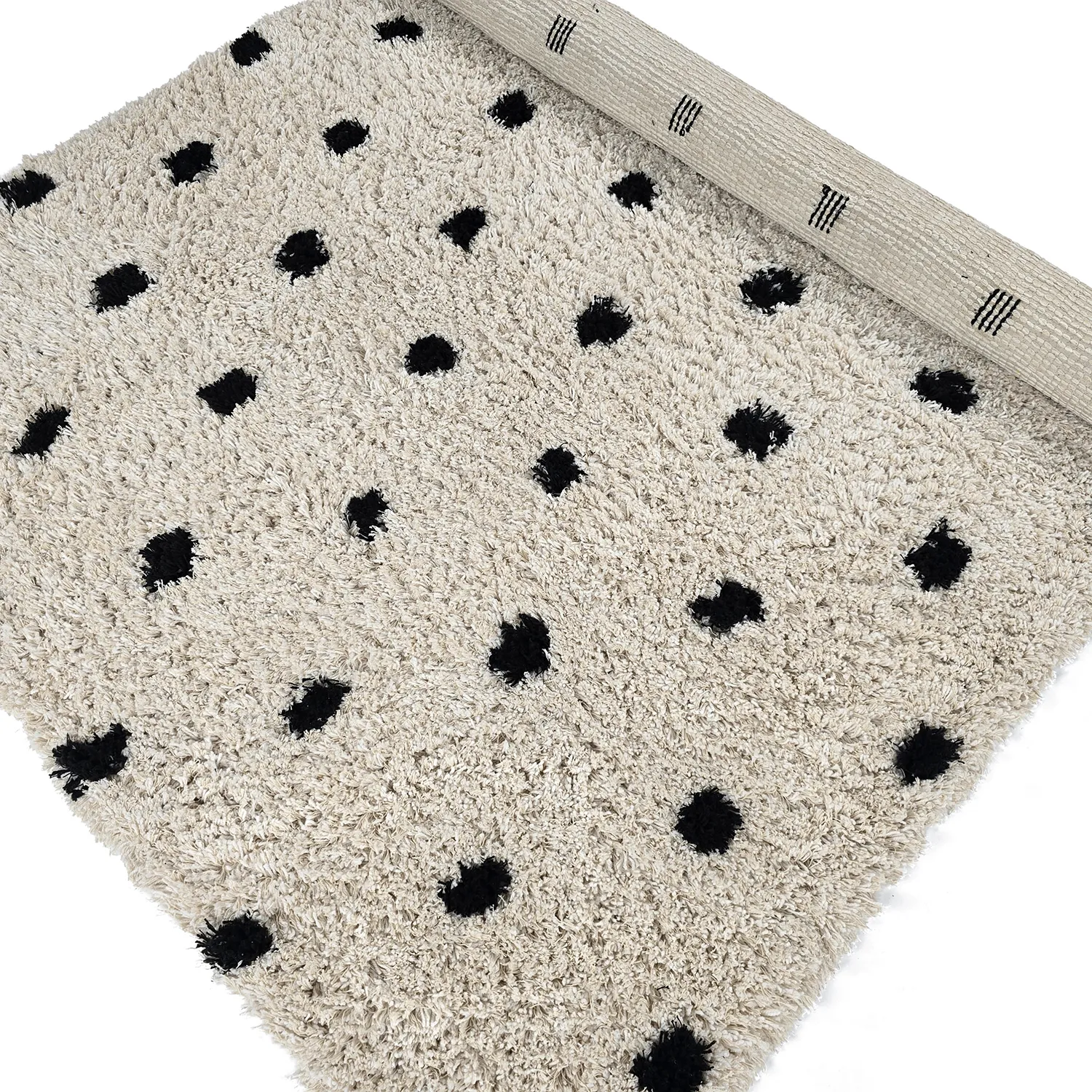 Shaggy koberce - Soria Natural Cotton Shaggy (lomená bílá/černá)