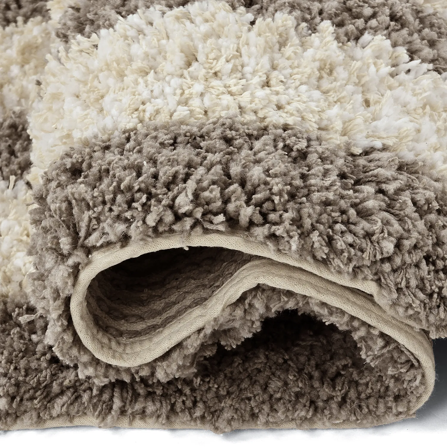 Shaggy koberce - Thira Stripe Cotton Shaggy (krémová/taupe)