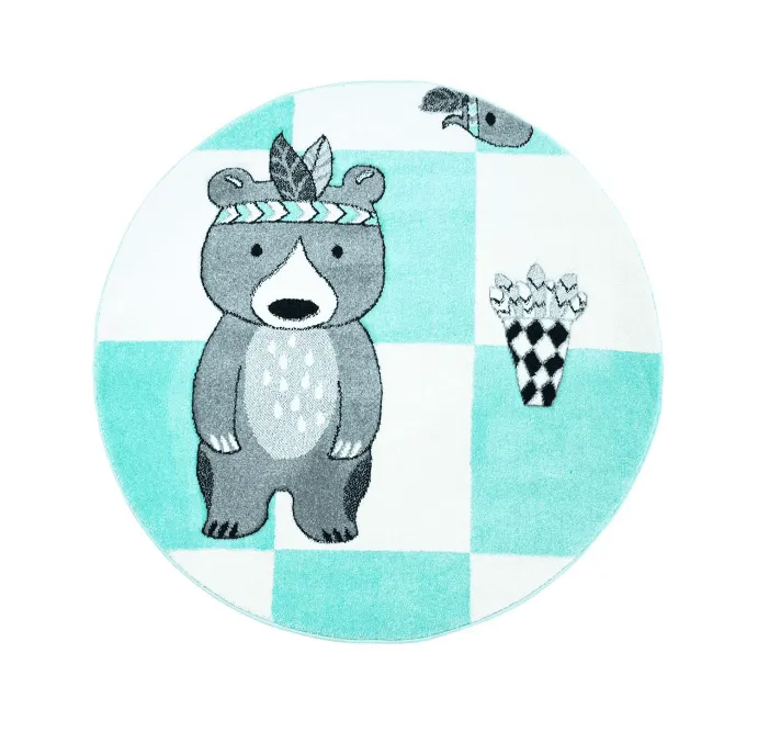 Dětský koberec - Bueno Indian Bear (tyrkysová)