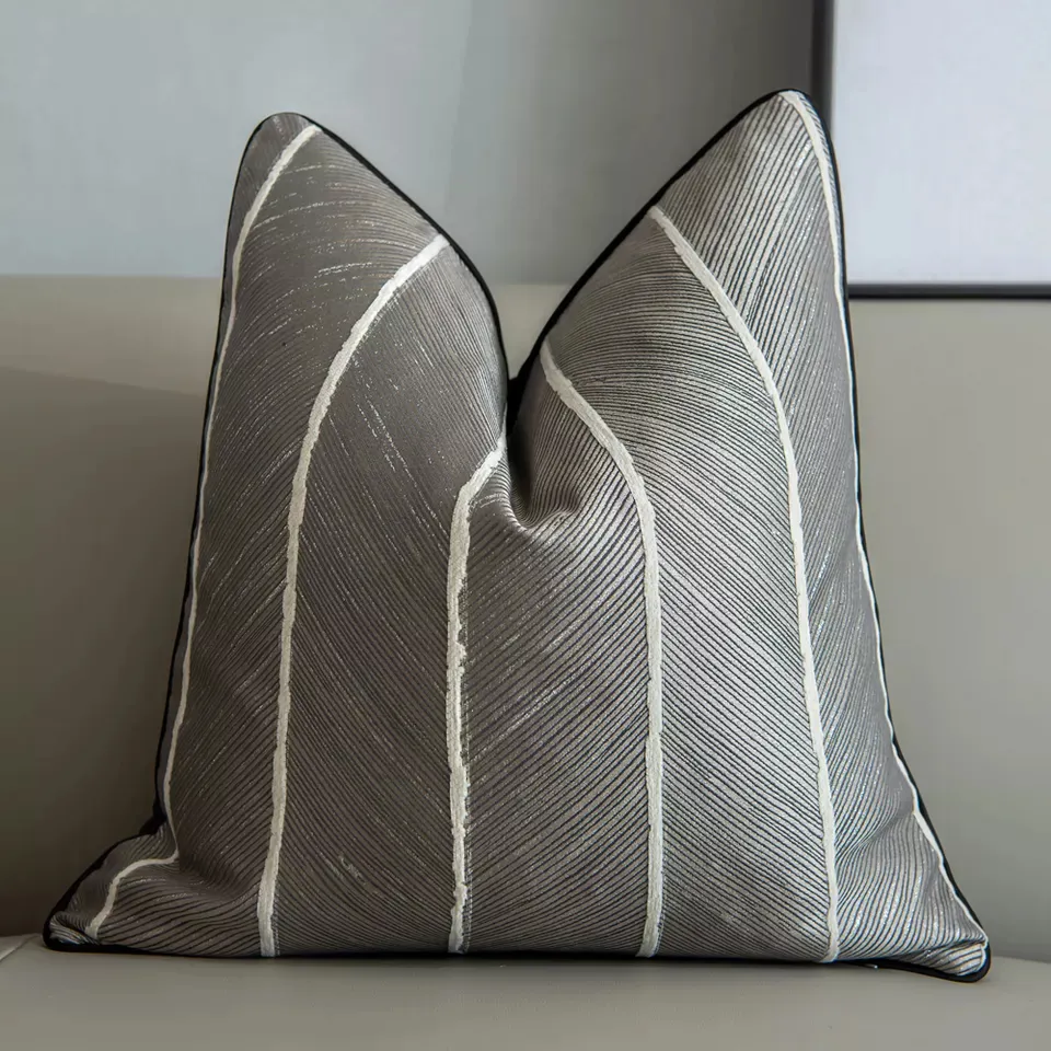 Povlak na polštář - Striped Design 45 x 45 cm (Šedá/Bílá)