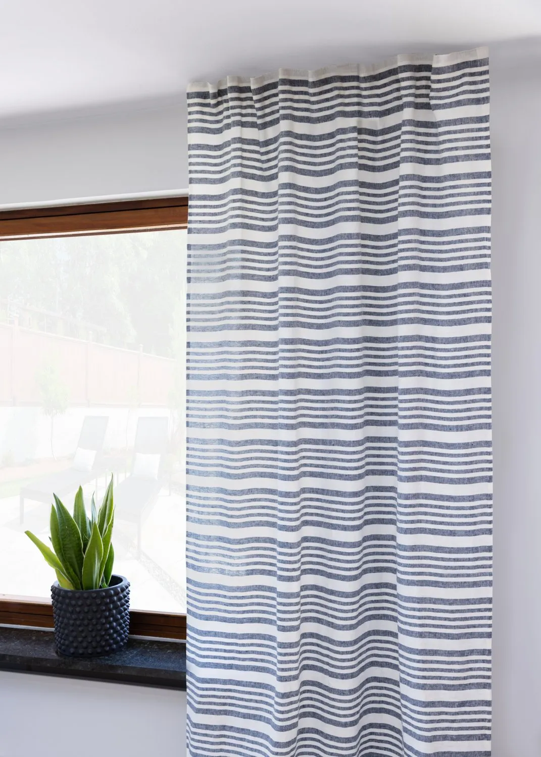 Závěs - lněná závěs Svea (Modrá/Bílá)