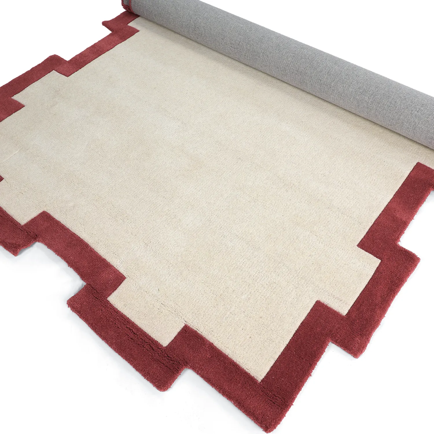 Vlněný koberec - Agra Hand Tufted Wool Premium (krém/červený)