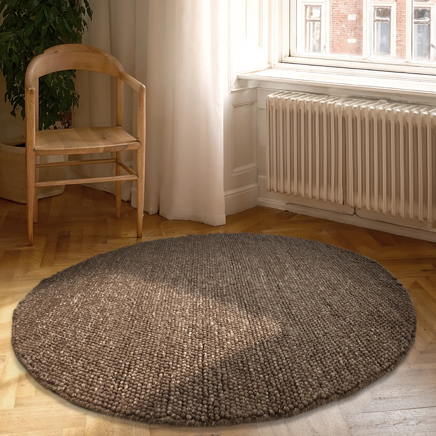 Kulatý koberec - Avafors Wool Bubble (hnědá/béžová)