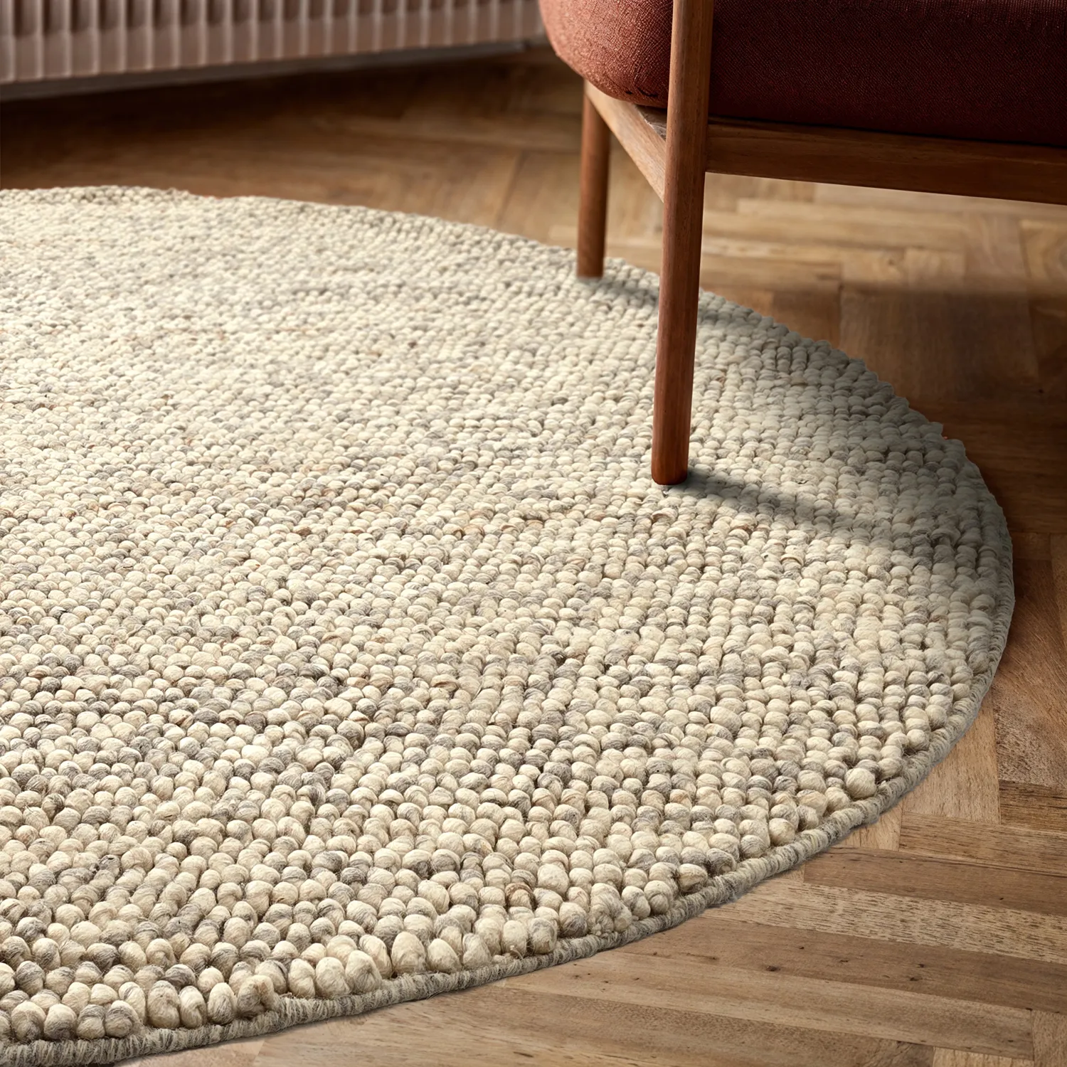 Kulatý koberec - Avafors Wool Bubble (šedá/béžová)