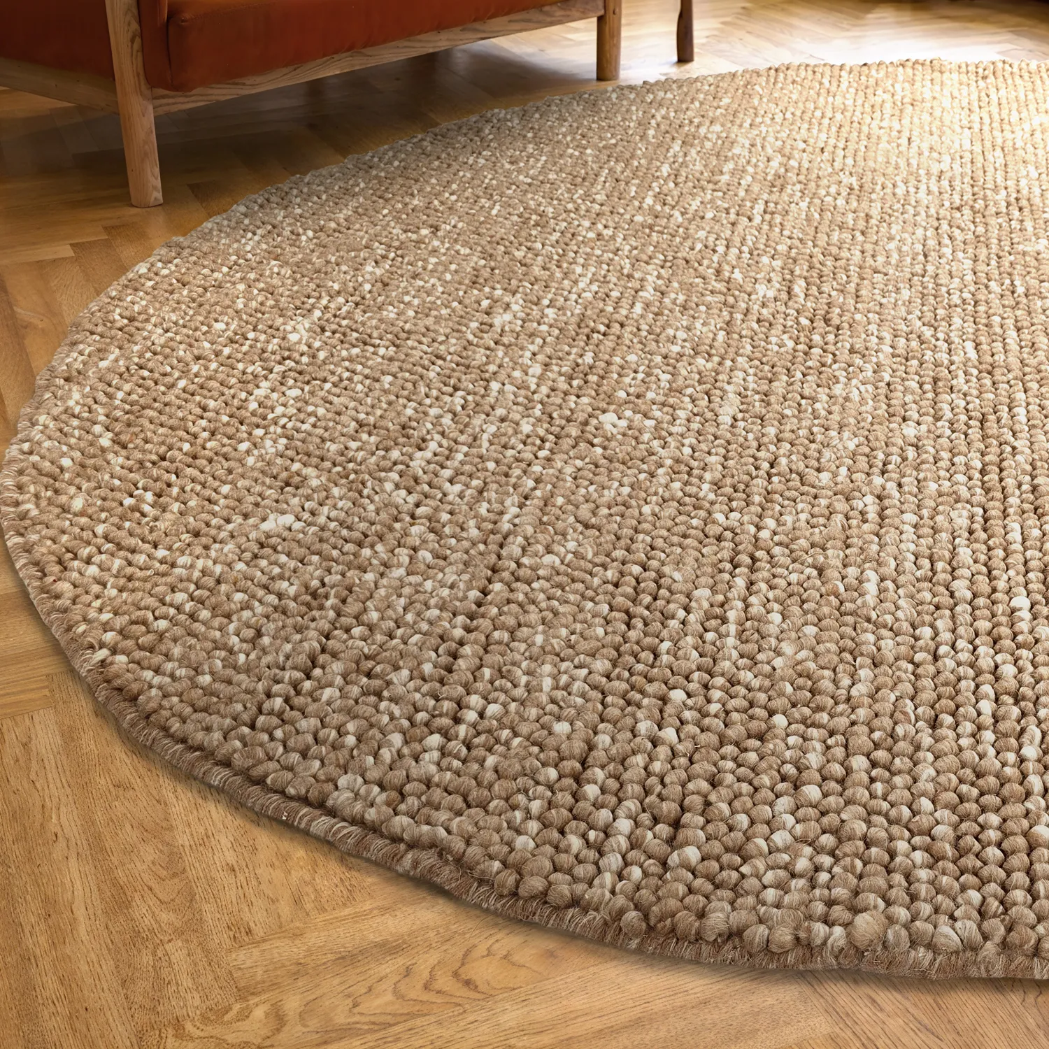 Kulatý koberec - Avafors Wool Bubble (světle hnědá/bílá)