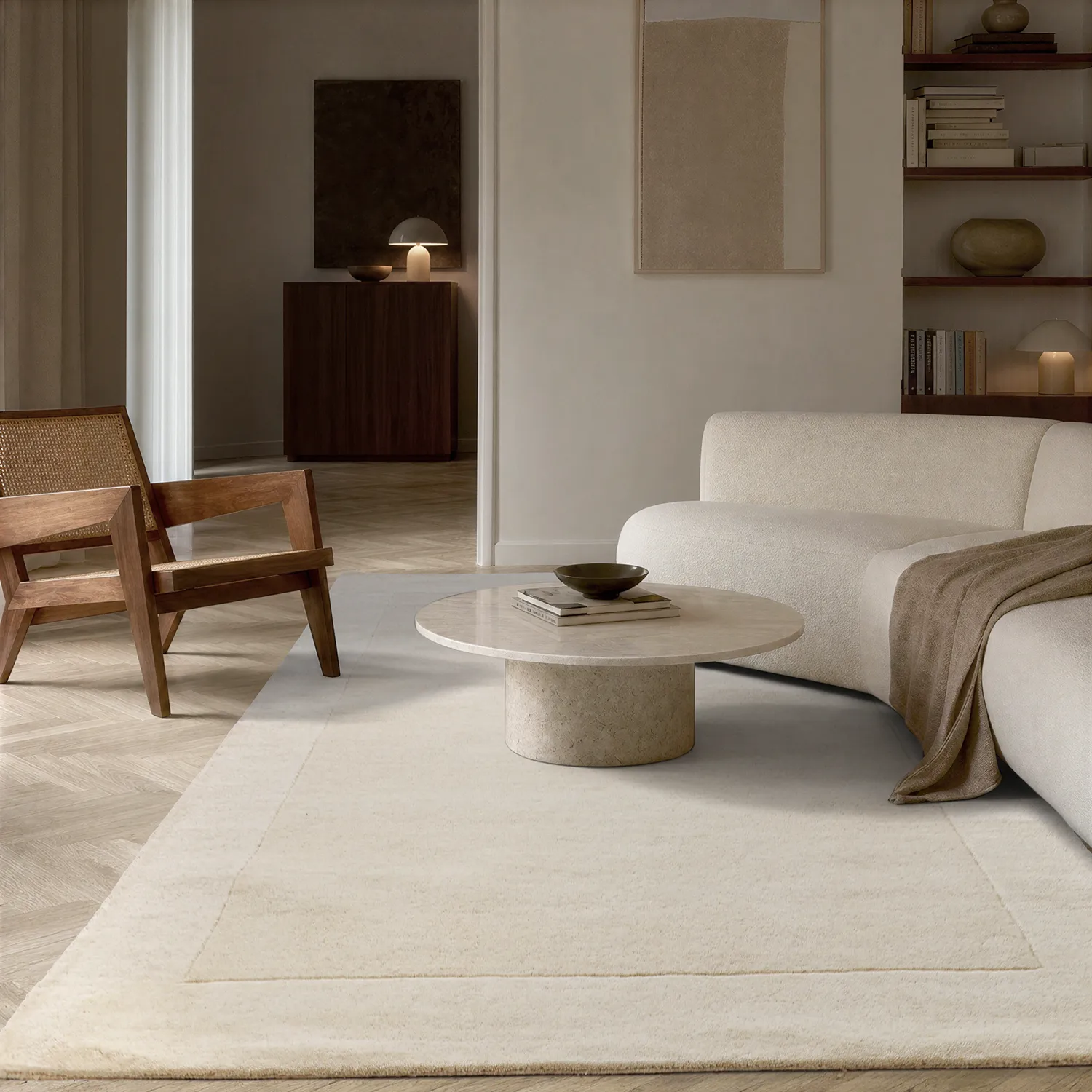 Vlněný koberec - Gaya Hand Tufted Wool Premium (krémová/bílá)