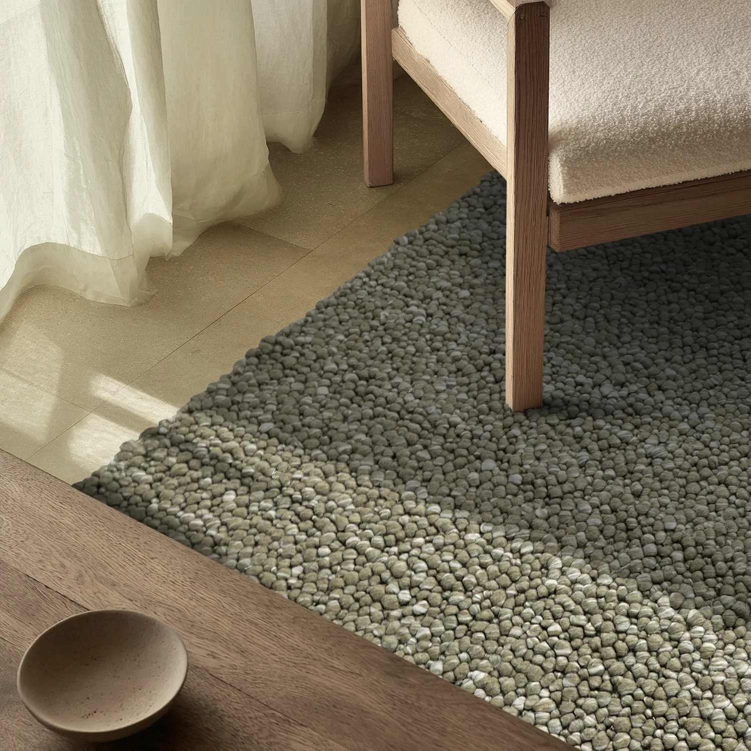 Vlněný koberec - Sala Irregular Wool Bubble (mechově zelená/bílá melanž)