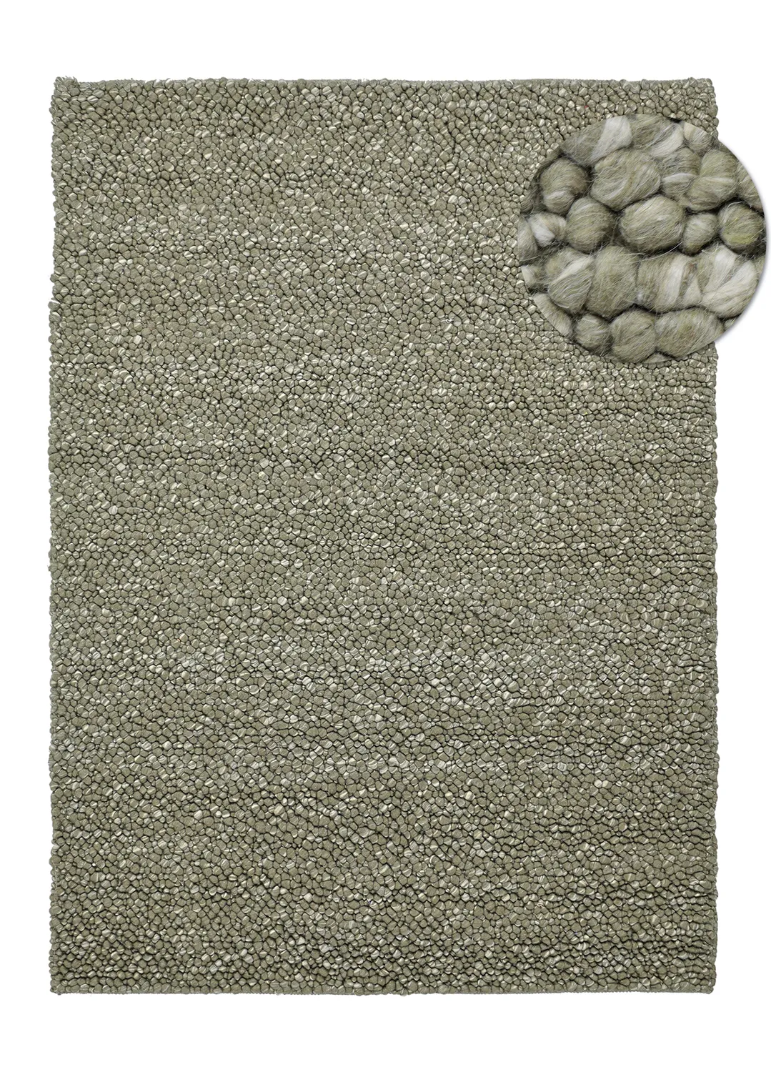 Vlněný koberec - Sala Irregular Wool Bubble (mechově zelená/bílá melanž)