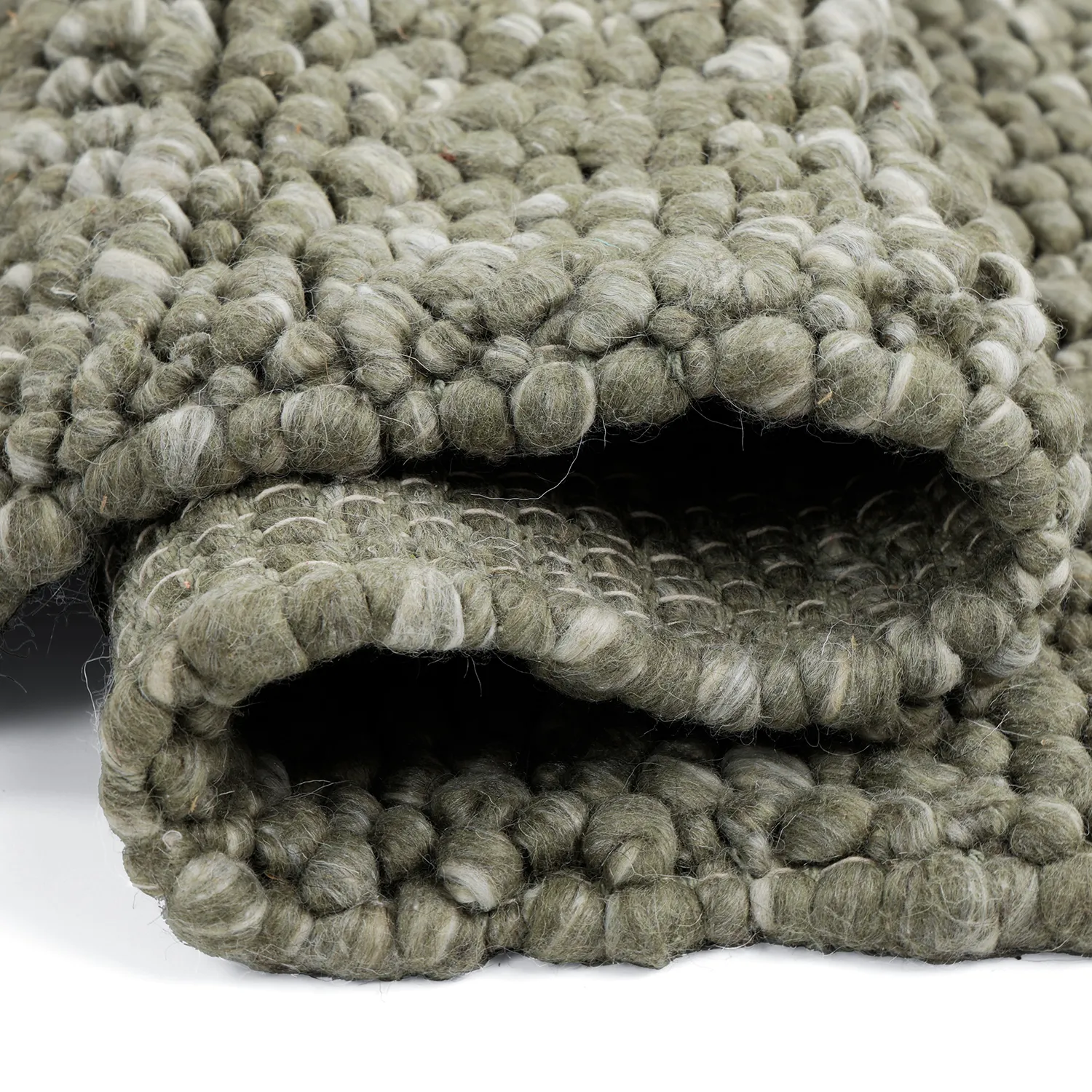 Vlněný koberec - Sala Irregular Wool Bubble (mechově zelená/bílá melanž)