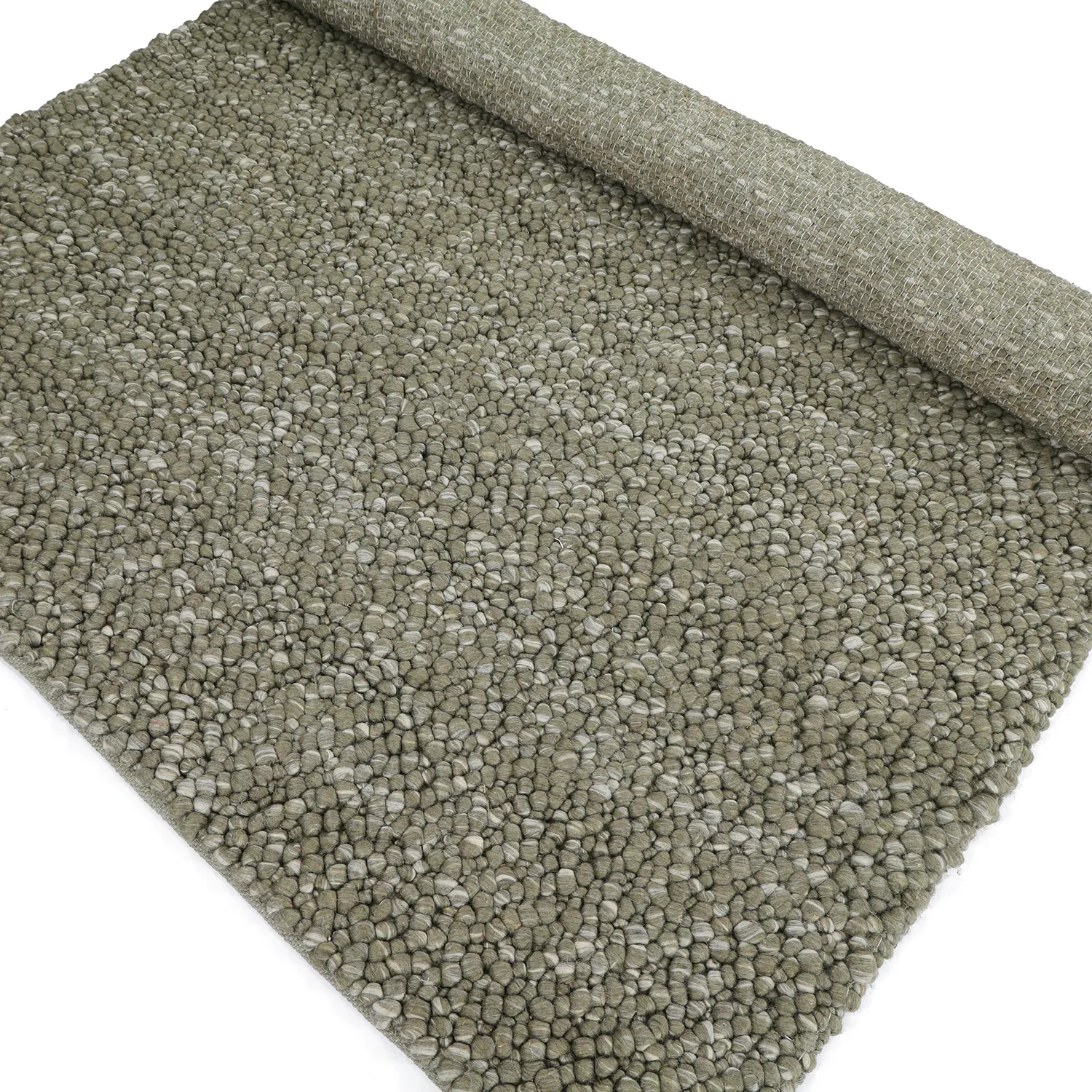 Vlněný koberec - Sala Irregular Wool Bubble (mechově zelená/bílá melanž)