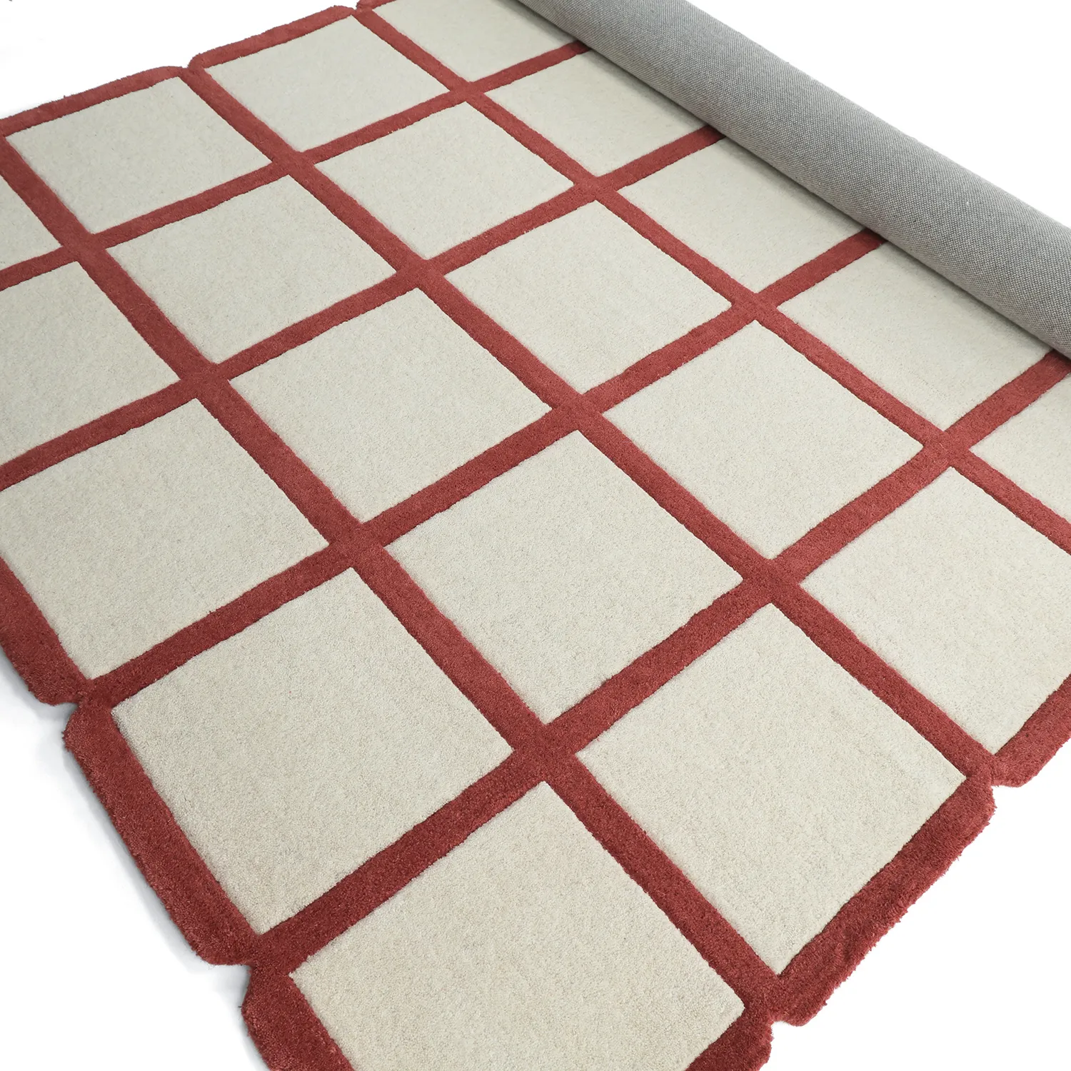 Vlněný koberec - Syl Hand Tufted Wool Premium (červená/bílá)