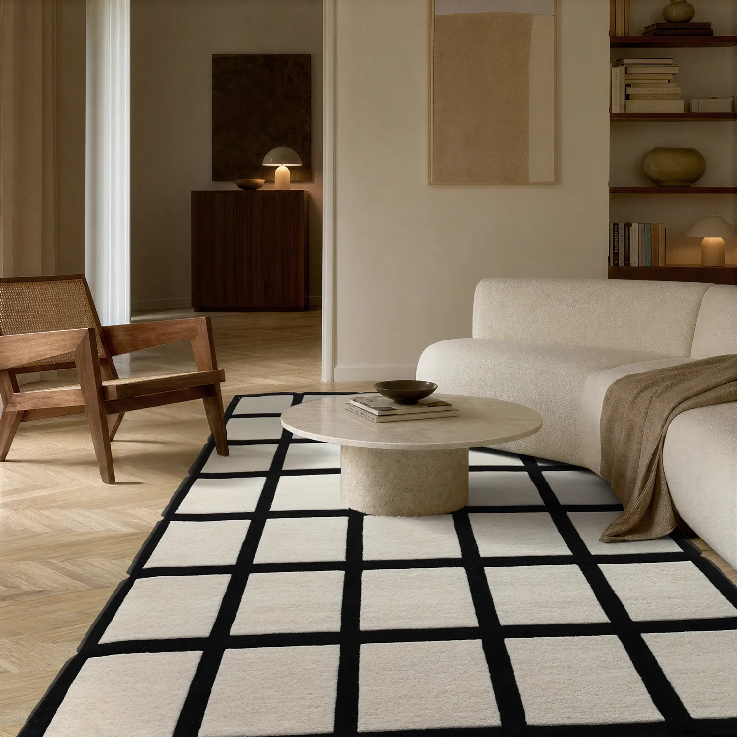 Vlněný koberec - Syl Hand Tufted Wool Premium (černá/bílá)