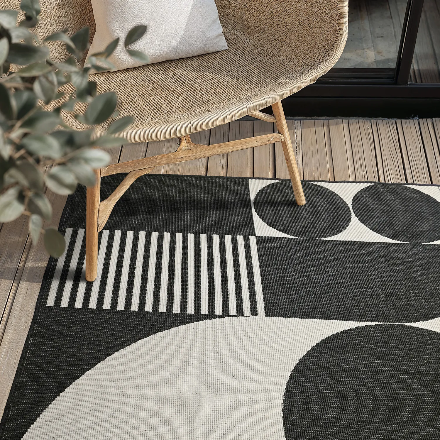 Koberec Indoor/Outdoor - Aurora (černá/bílá)