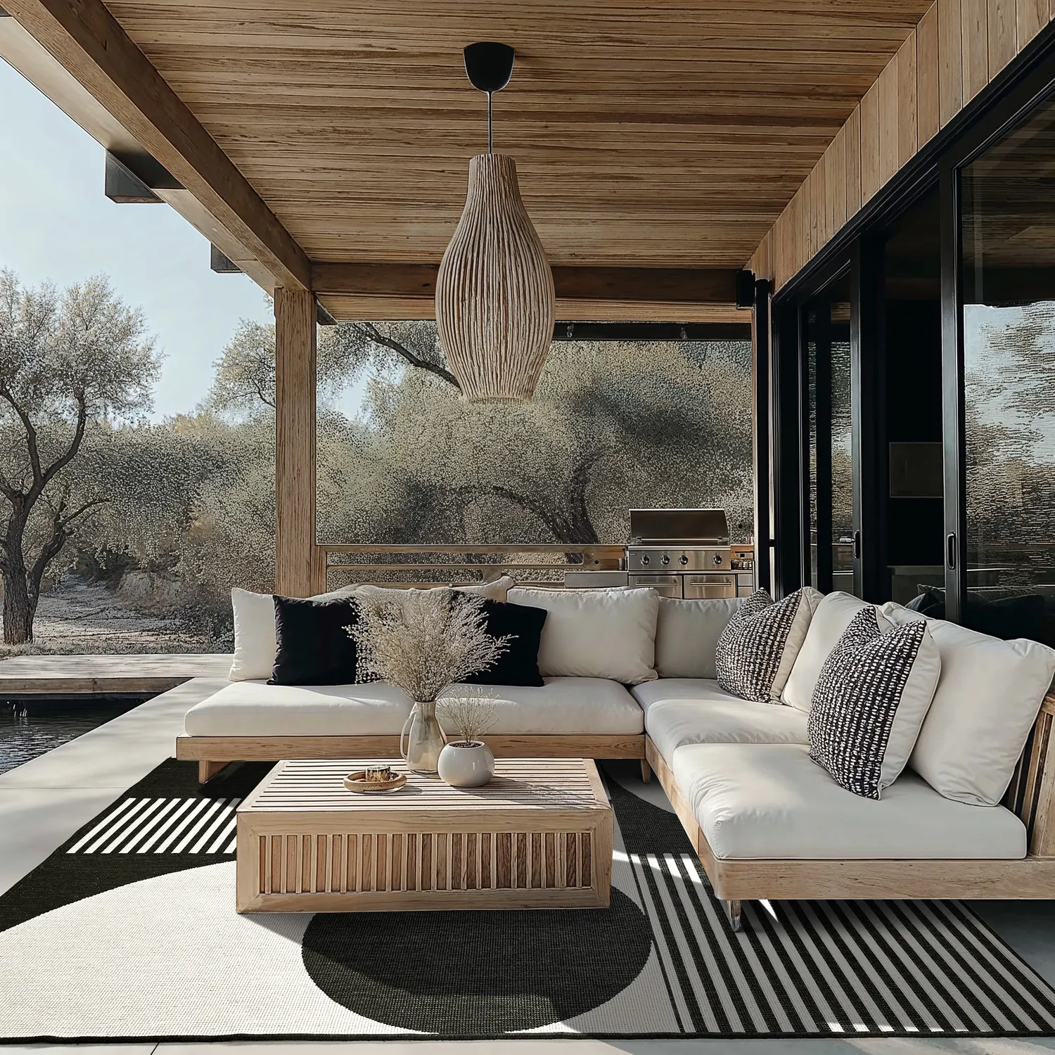 Koberec Indoor/Outdoor - Aurora (černá/bílá)